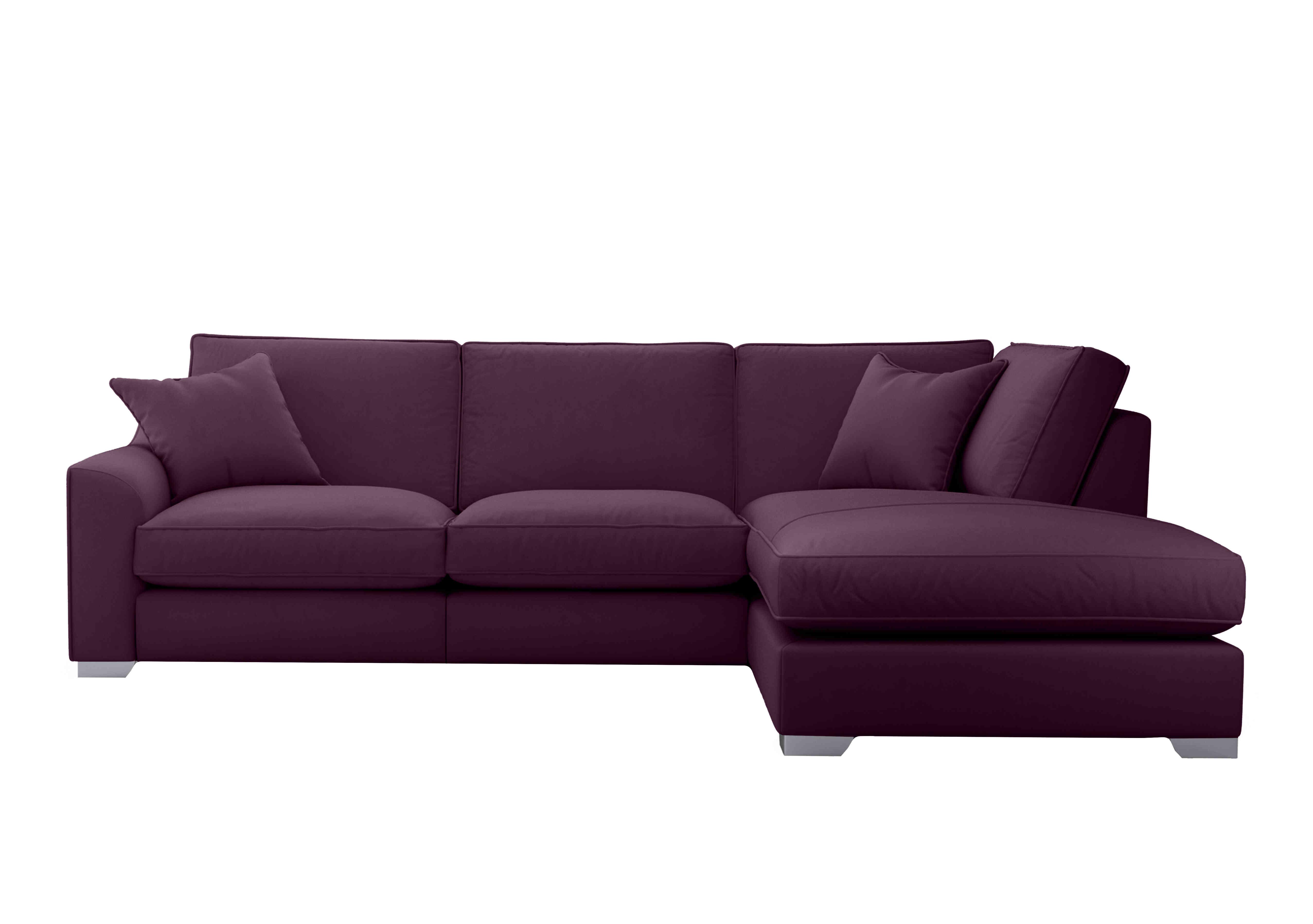 Isobel Fabric Corner Sofa with Chaise End in Fro011 Frosted Grape Ch Ft on Furniture Village