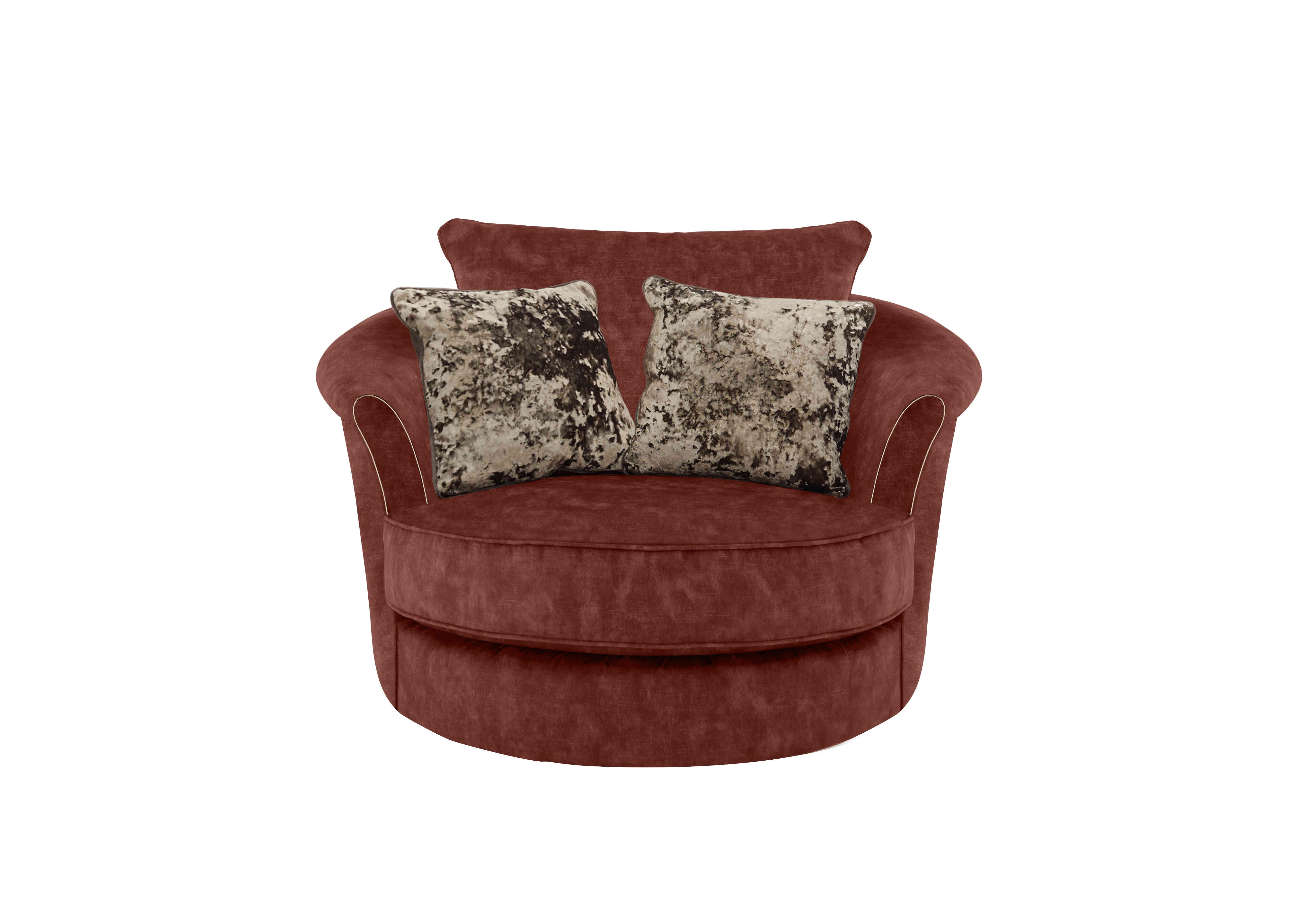 Ariana Twister Snuggler Chair in Dapple Oxblood Brass Insert on Furniture Village