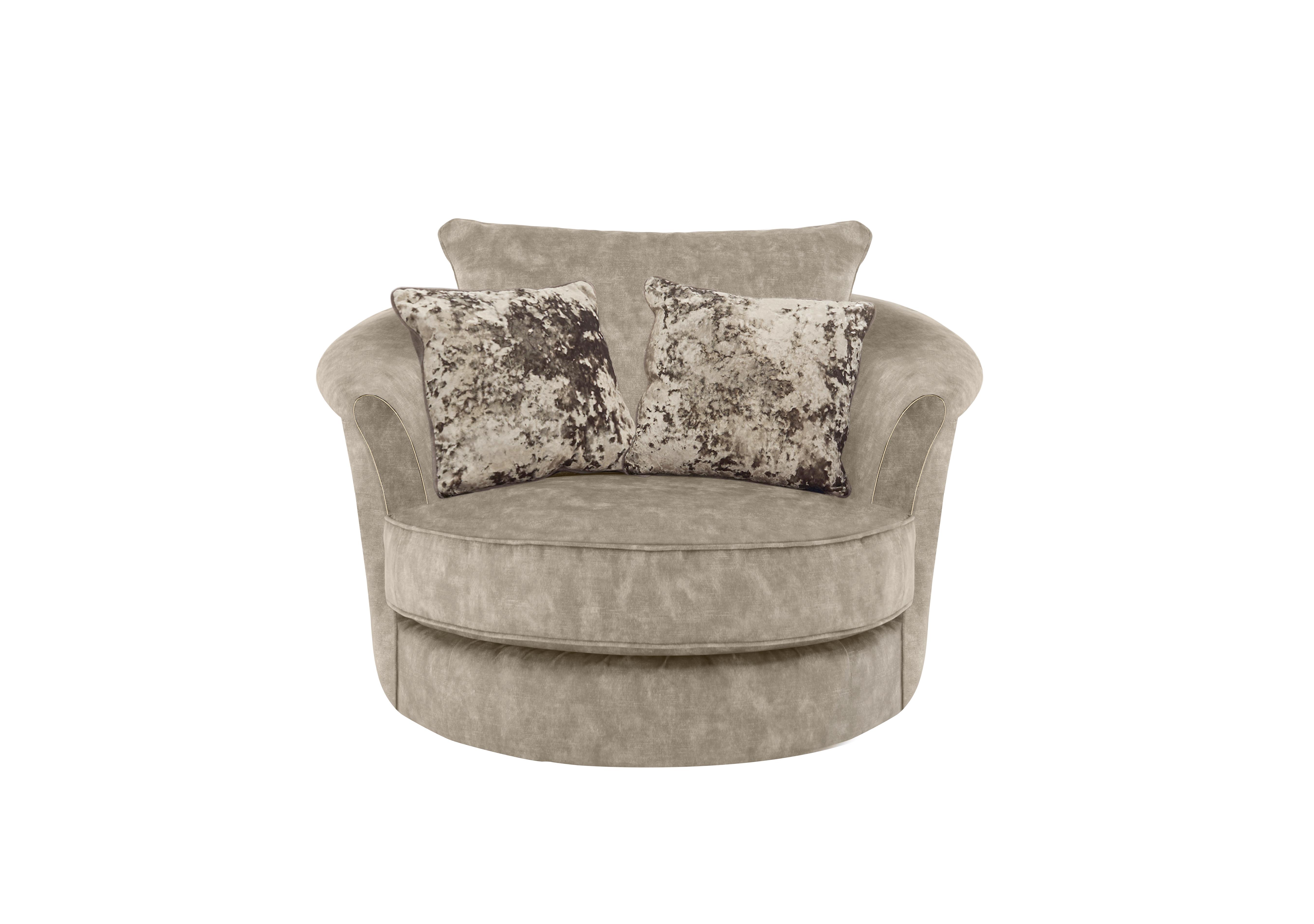 Ariana Twister Snuggler Chair in Dapple Oyster Brass Insert on Furniture Village