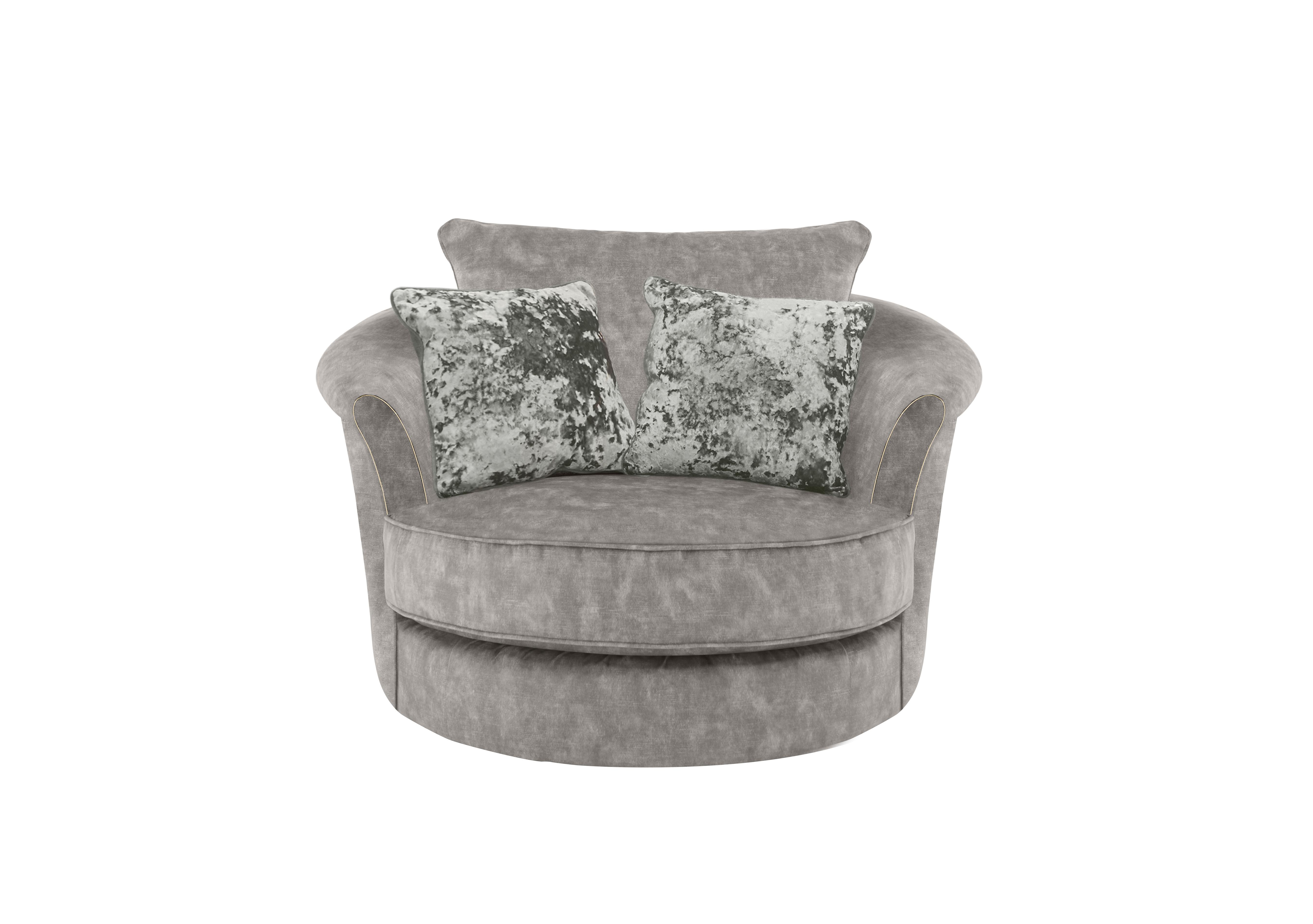 Ariana Twister Snuggler Chair in Dapple Silver Brass Insert on Furniture Village