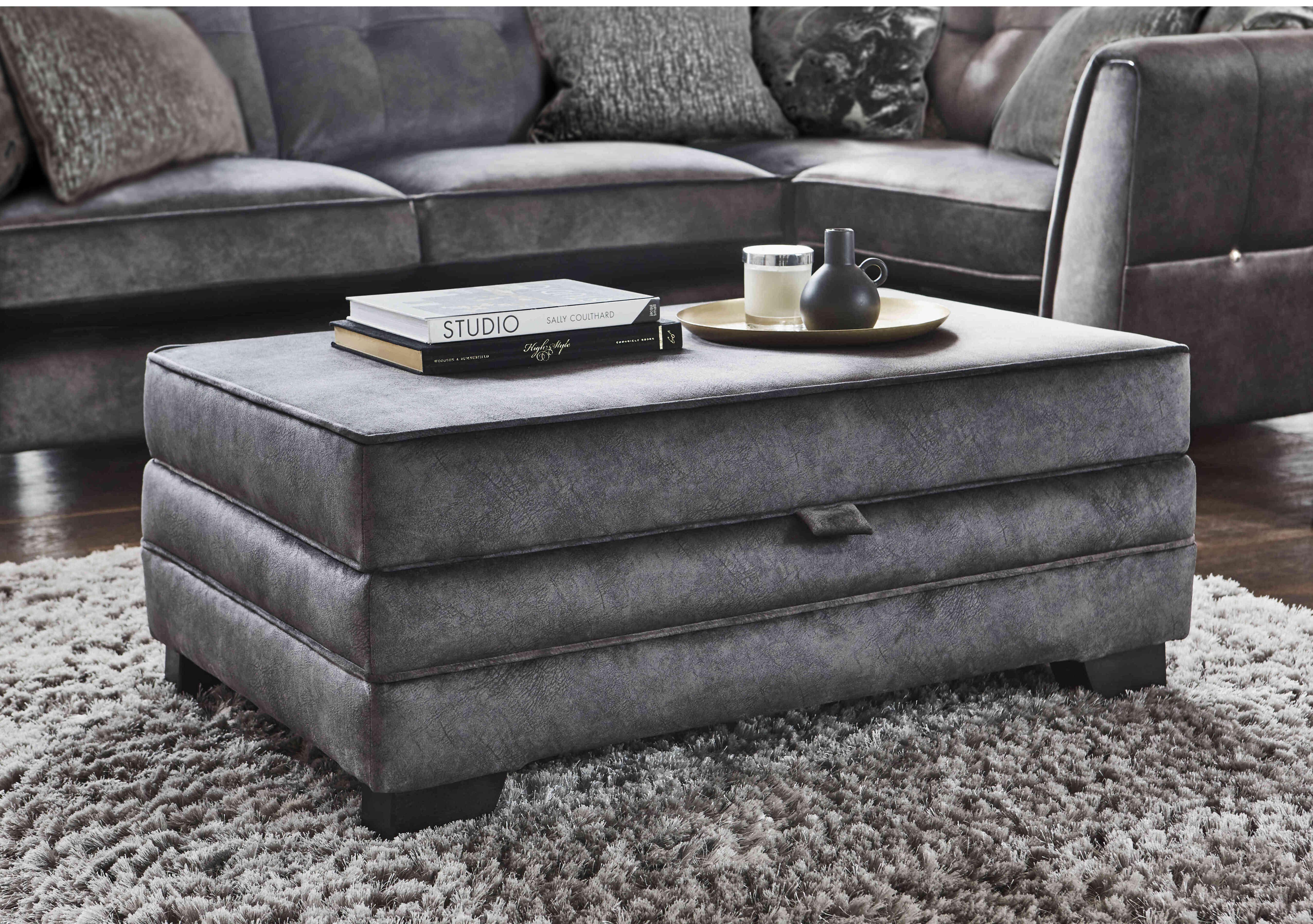 Ariana Fabric Storage Footstool in  on Furniture Village