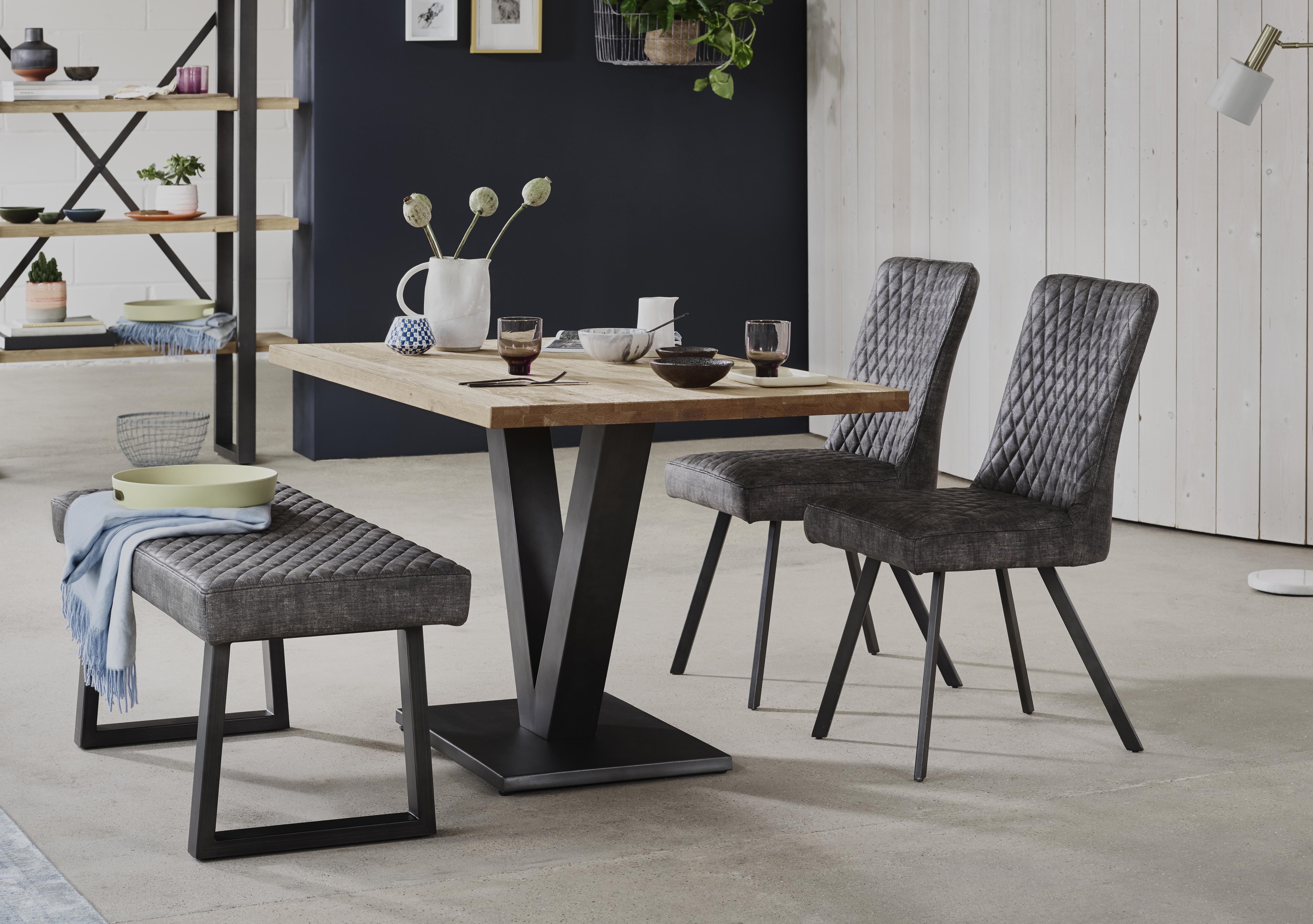 Compact Earth Dining Table, Low Dining Bench and 2 Dining Chairs in  on Furniture Village