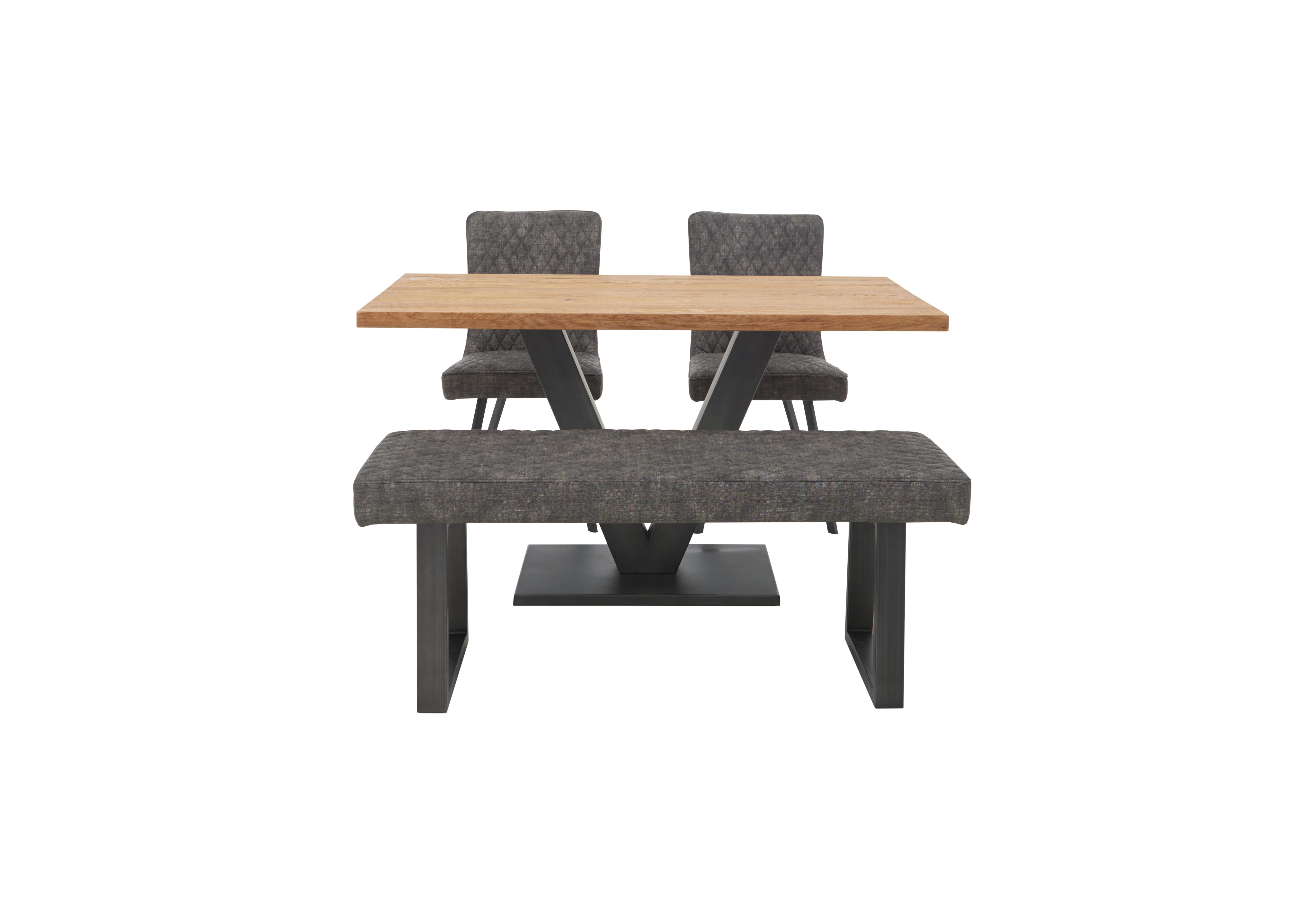 Compact Earth Dining Table, Low Dining Bench and 2 Dining Chairs in Graphite on Furniture Village