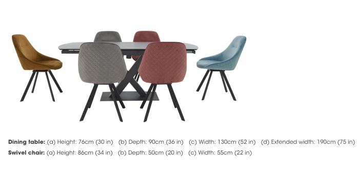 Arctic Extending Dining Table with White Top and 6 Swivel Chairs in  on Furniture Village