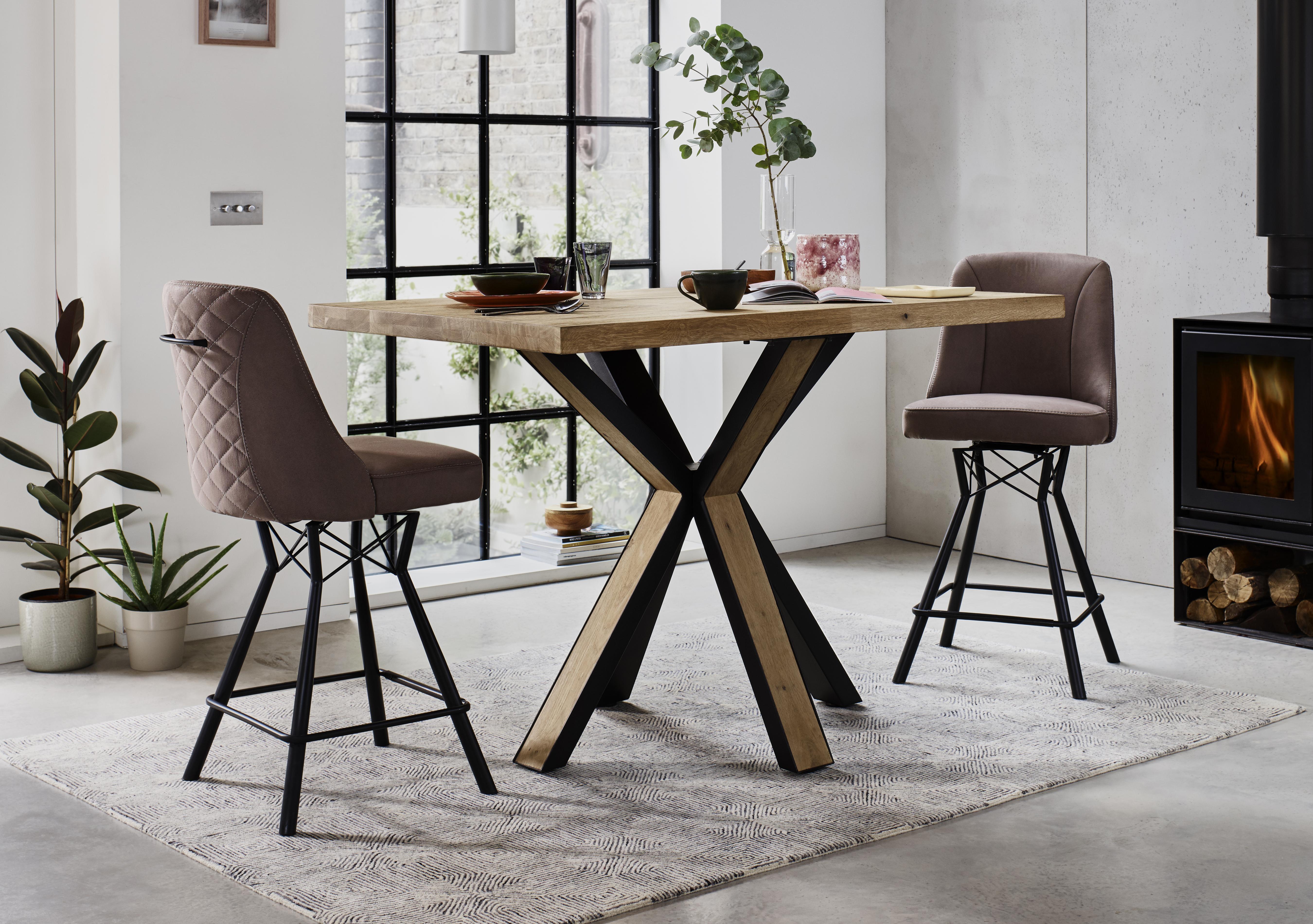 Detroit Starburst Leg Rectangular Bar Table and 2 Detroit Bar Stools in  on Furniture Village