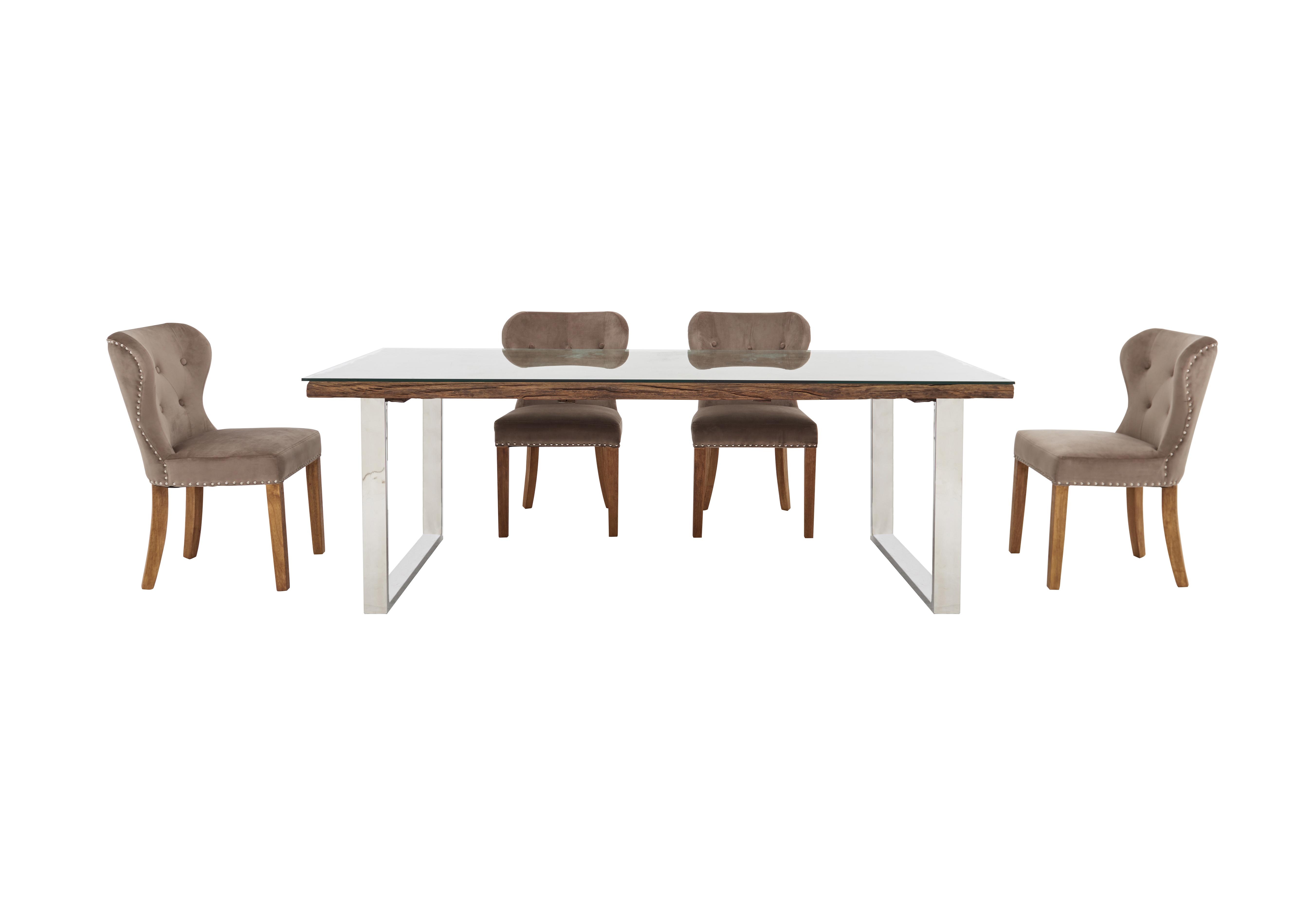 Chennai Dining Table with U-Shaped Legs and 4 Upholstered Chairs in Taupe Chairs on Furniture Village