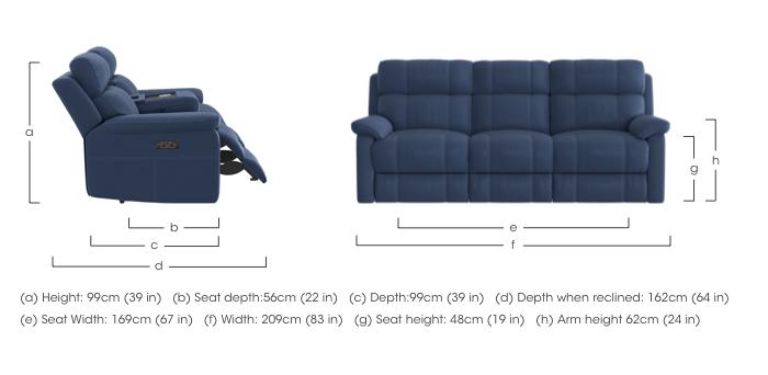 Relax Station Komodo 3 Seater Fabric Recliner Sofa with Power Headrests and Cup Holders in  on Furniture Village