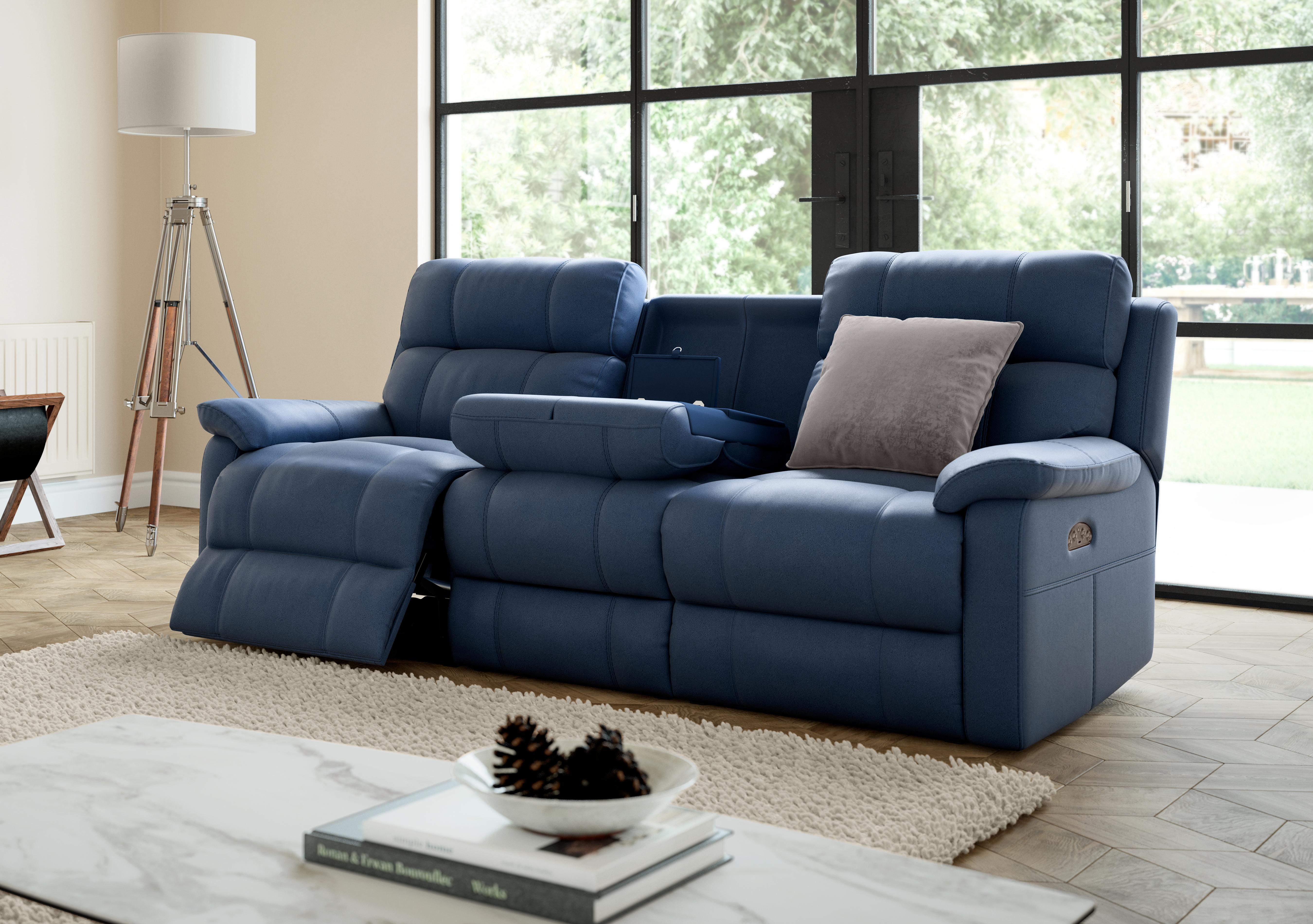 Relax Station Komodo 3 Seater Fabric Recliner Sofa with Power Headrests and Cup Holders in  on Furniture Village