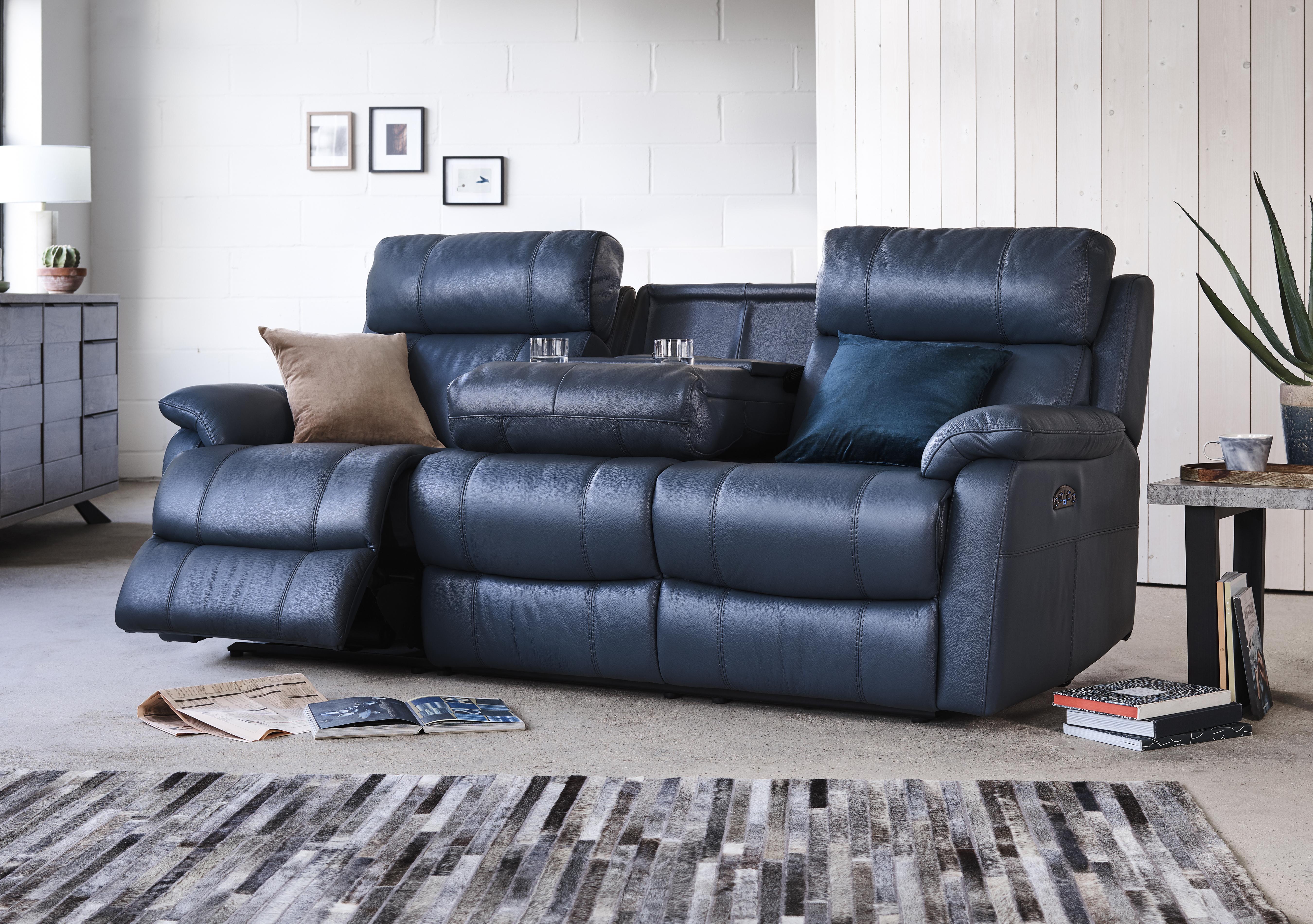 Relax Station Komodo 3 Seater Leather Sofa with Power Headrests and Cup Holders in  on Furniture Village