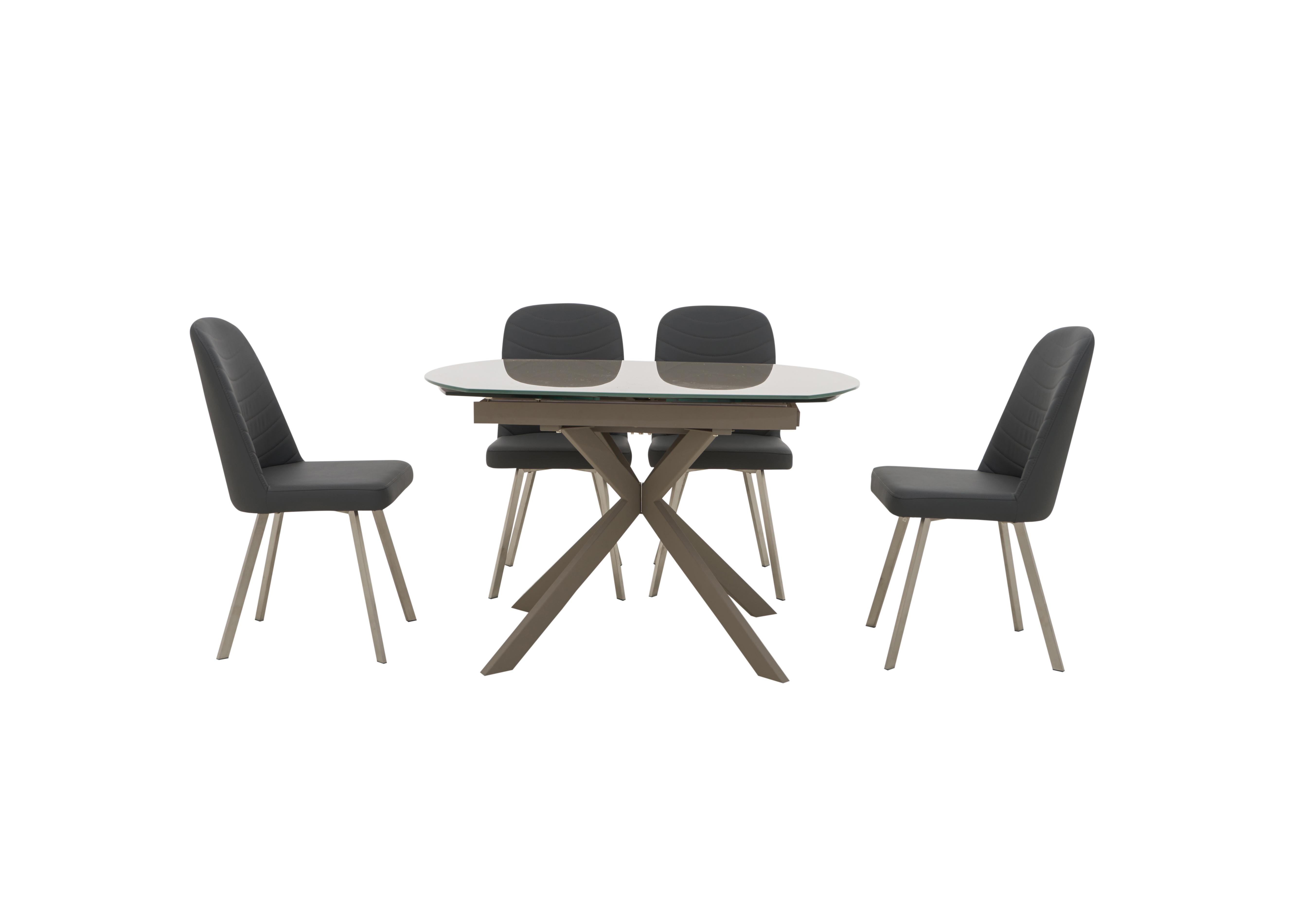 Wizard Extending Dining Table and 4 Chairs in Cappuccino Table & Grey Chairs on Furniture Village
