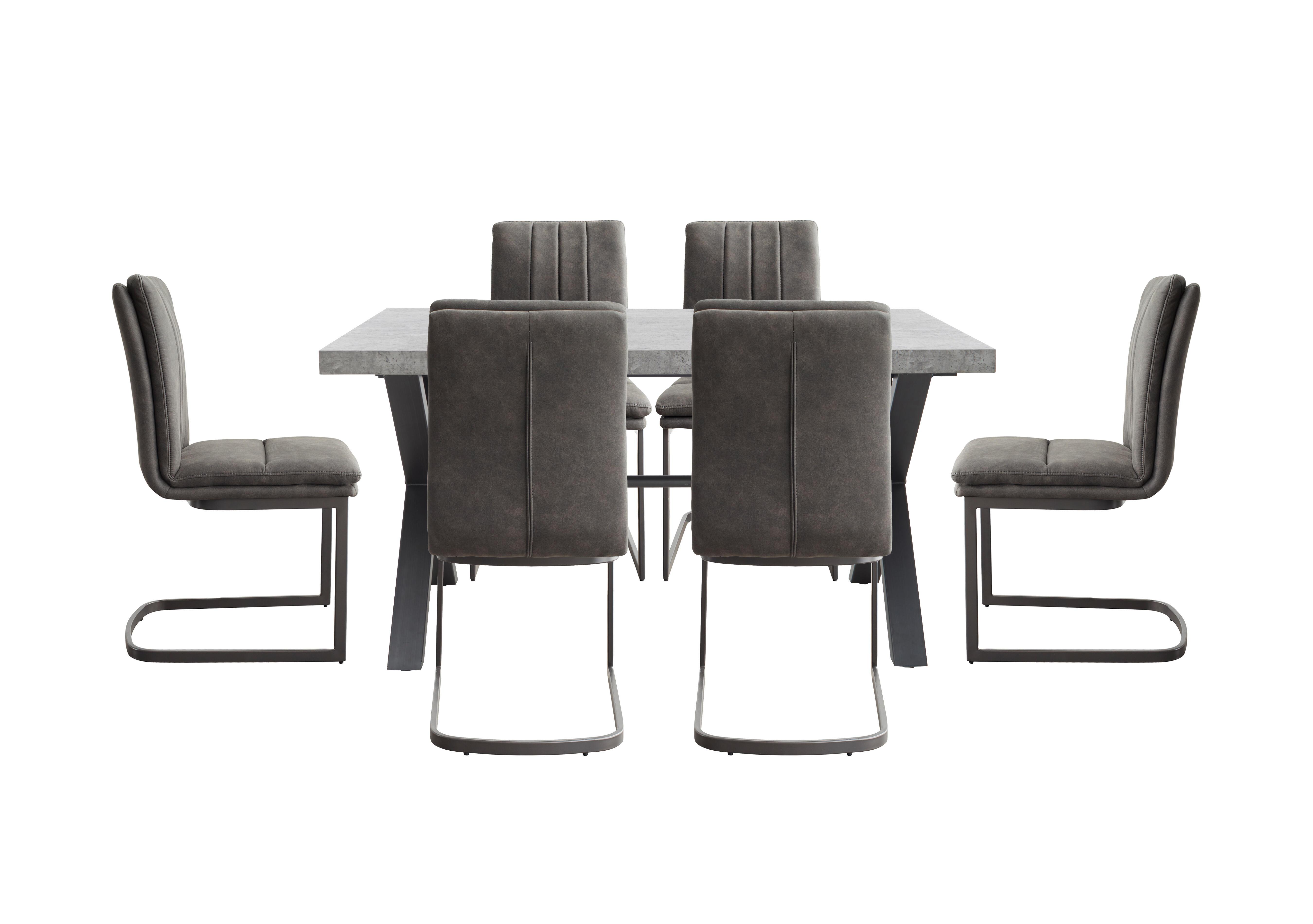 Moon Dining Table with X Shaped Legs and 6 Fabric Cantilever Dining Chairs in  on Furniture Village