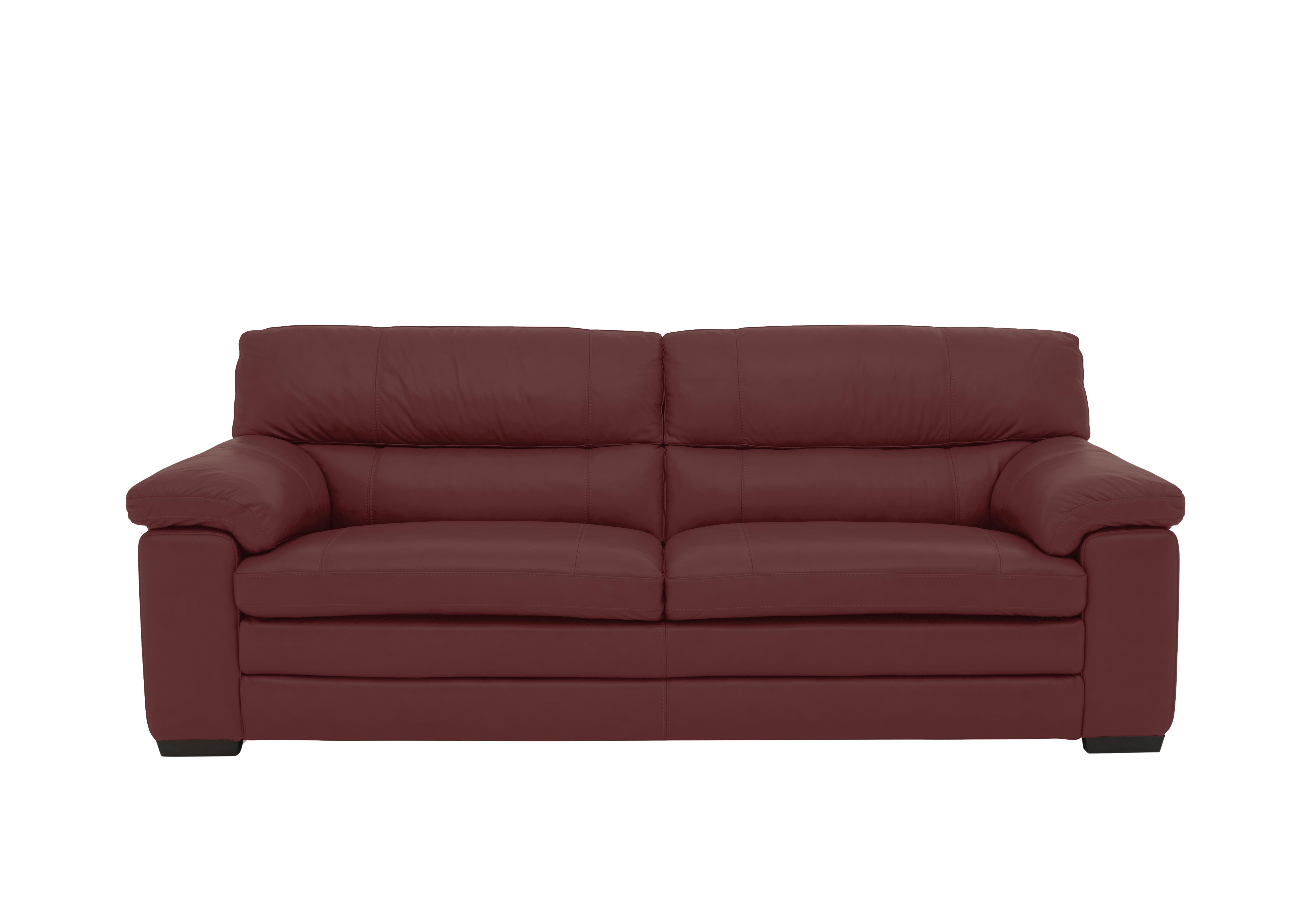 Cozee 3 Seater Pure Premium Leather Sofa in Bv-035c Deep Red on Furniture Village