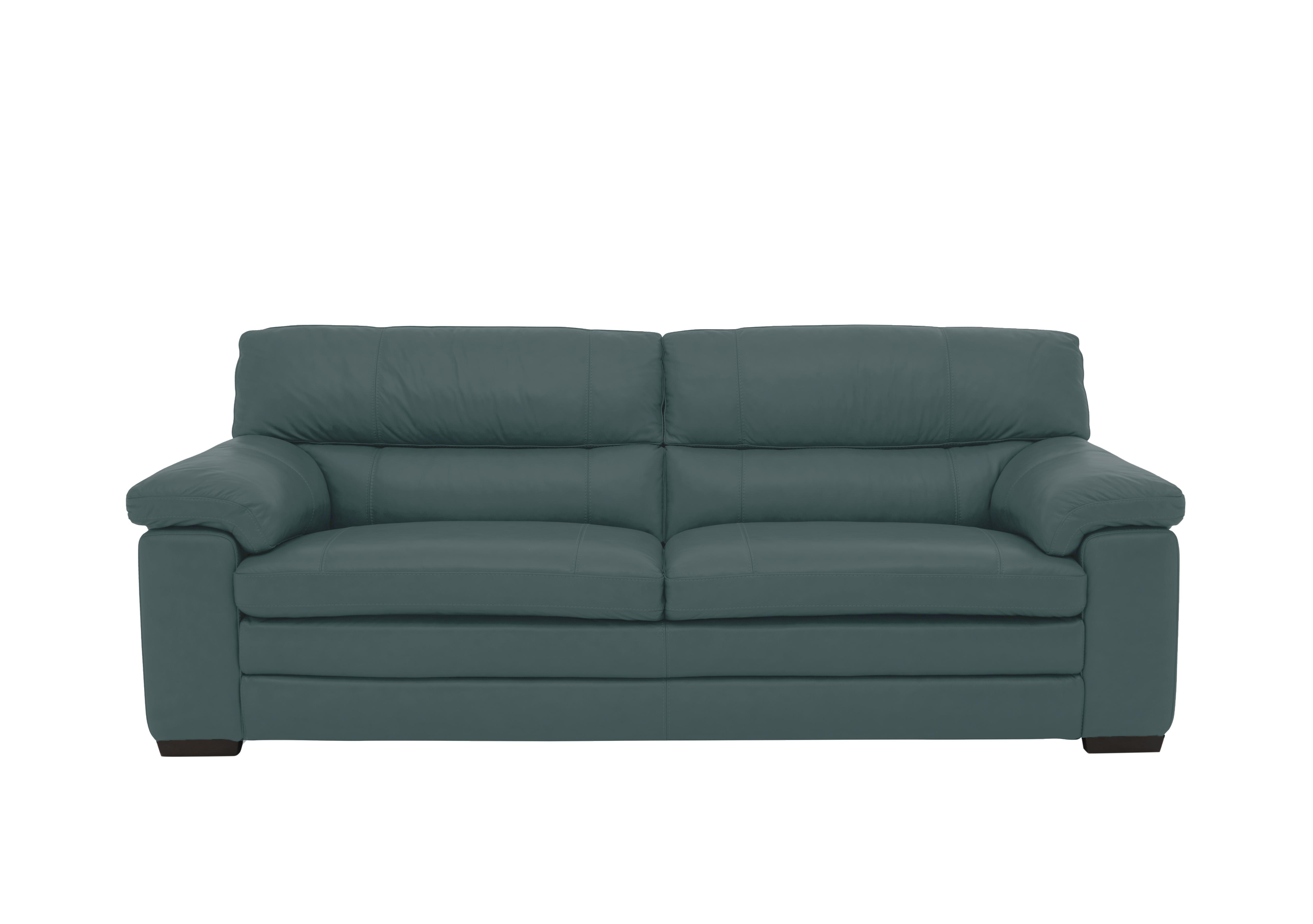 Cozee 3 Seater Pure Premium Leather Sofa in Bv-301e Lake Green on Furniture Village