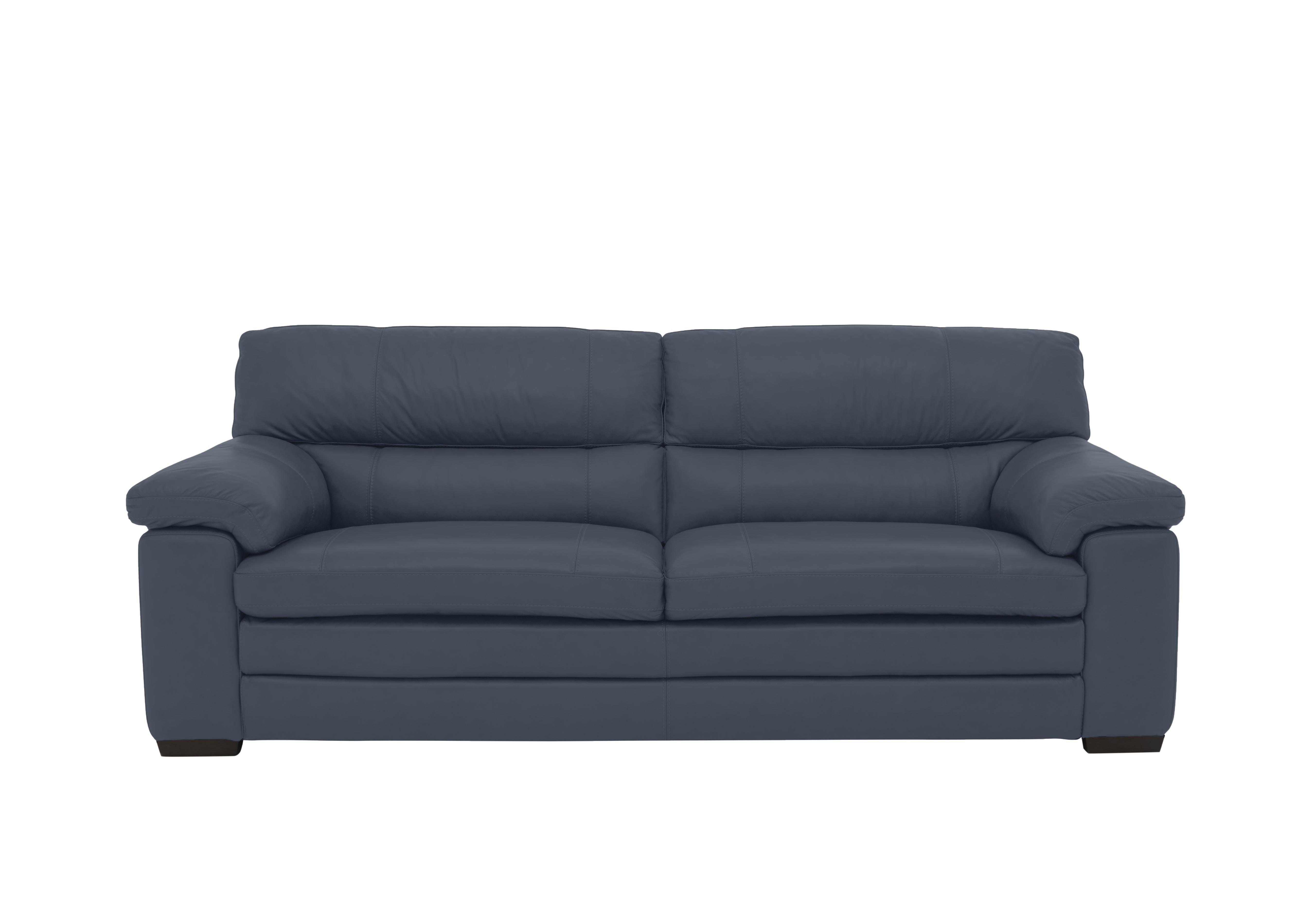Cozee 3 Seater Pure Premium Leather Sofa in Bv-313e Ocean Blue on Furniture Village