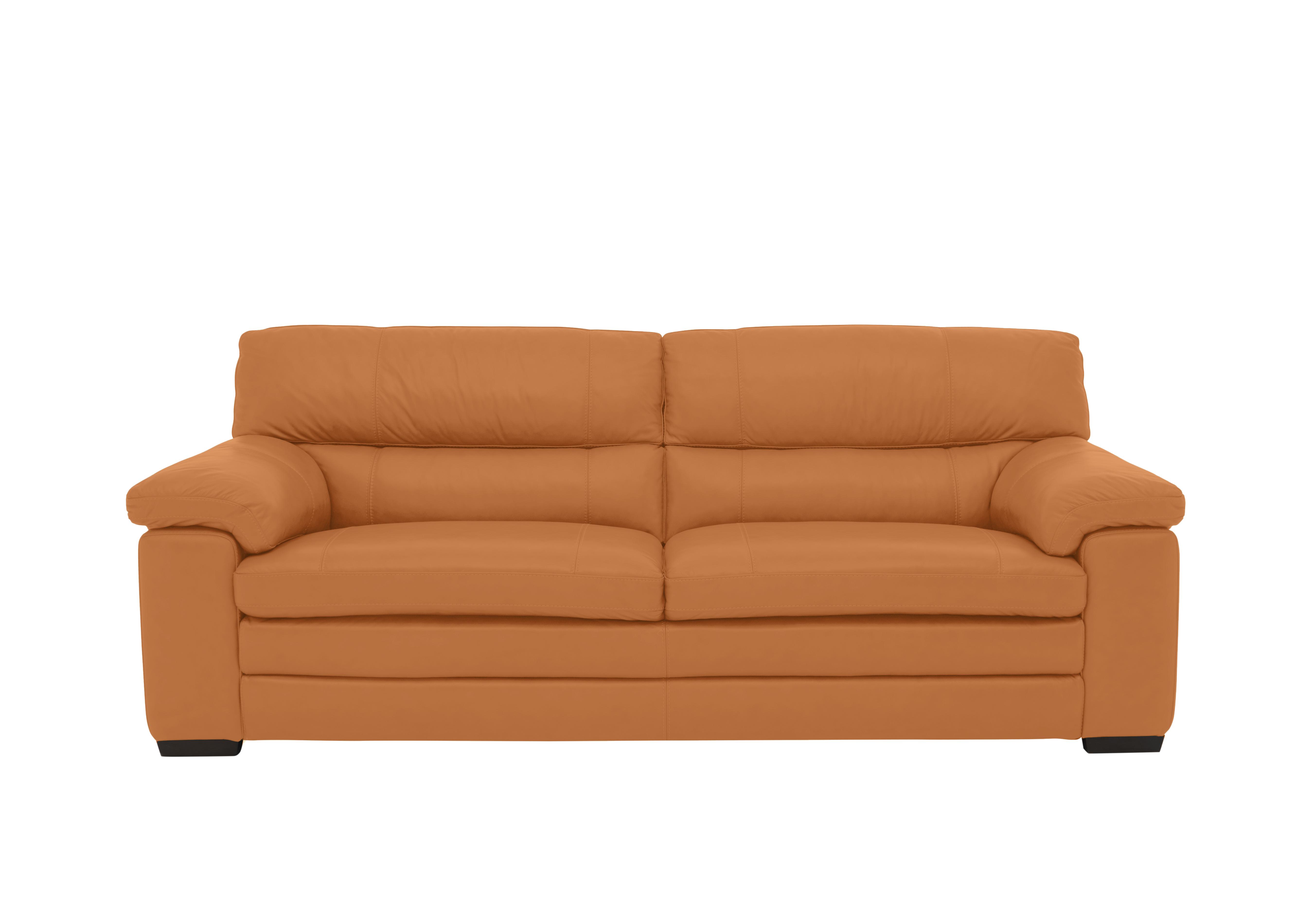 Cozee 3 Seater Pure Premium Leather Sofa in Bv-335e Honey Yellow on Furniture Village