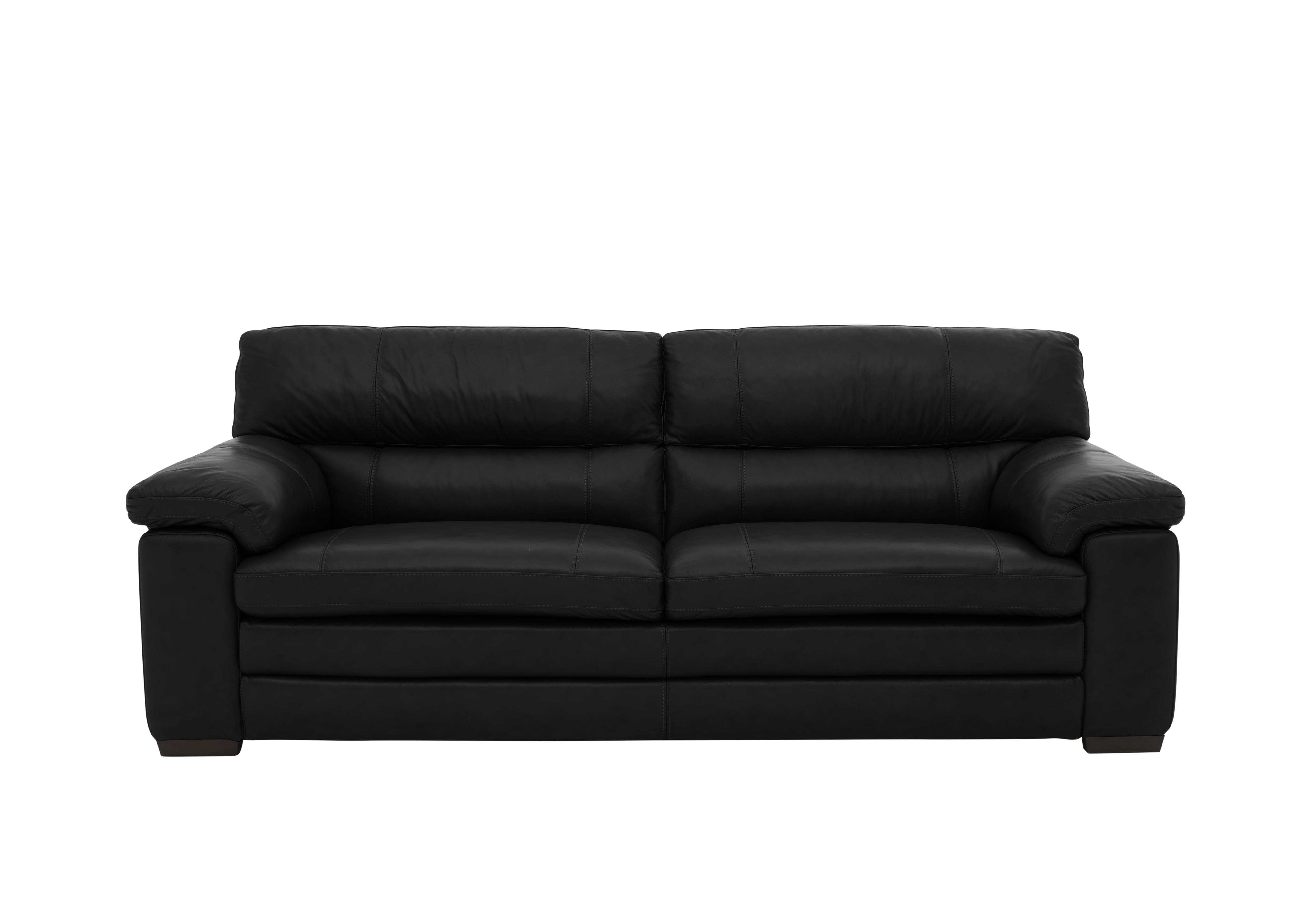 Cozee 3 Seater Pure Premium Leather Sofa in Bv-3500 Classic Black on Furniture Village