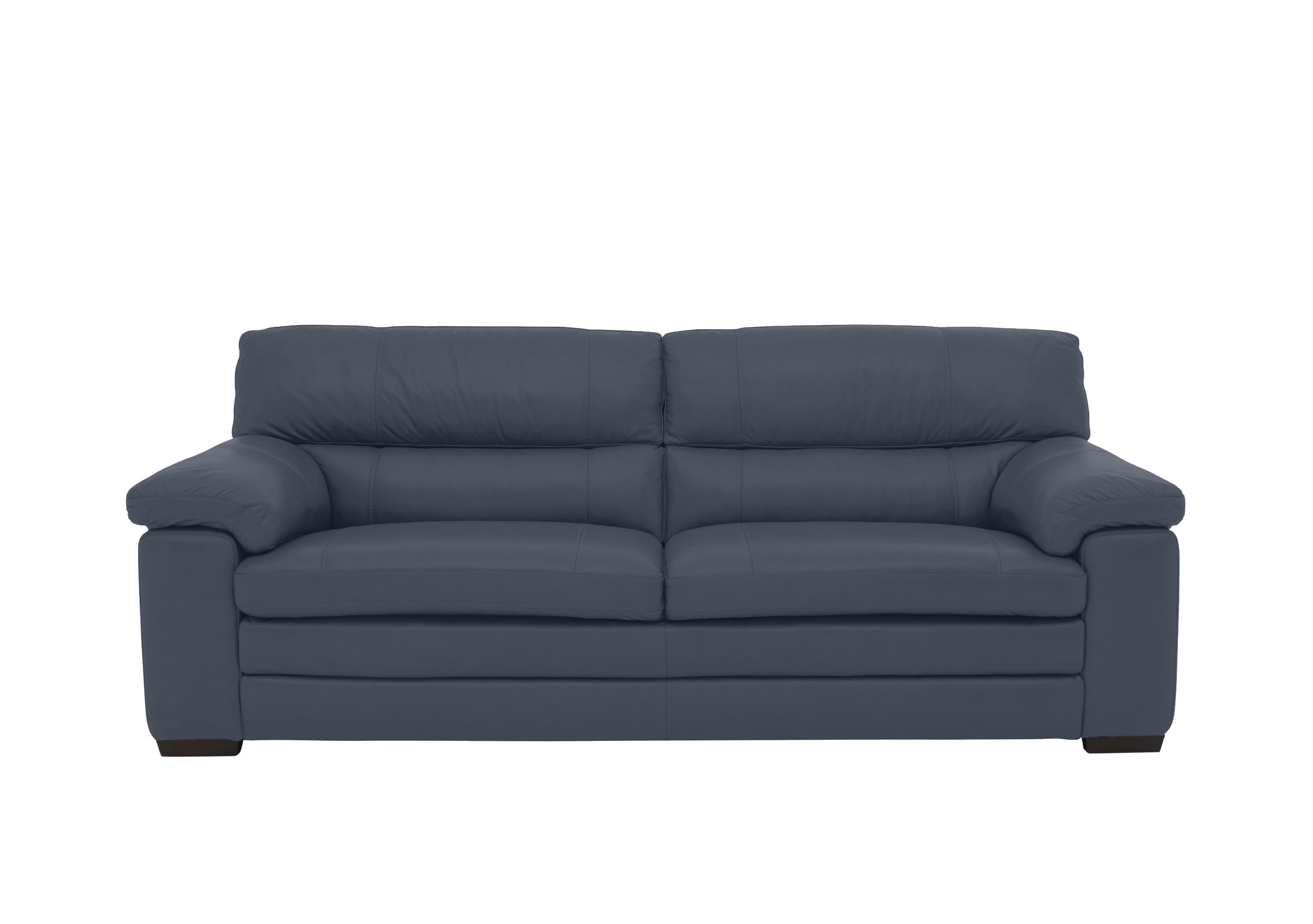 Cozee 3 Seater Pure Premium Leather Sofa in Nc-313e Ocean Blue on Furniture Village