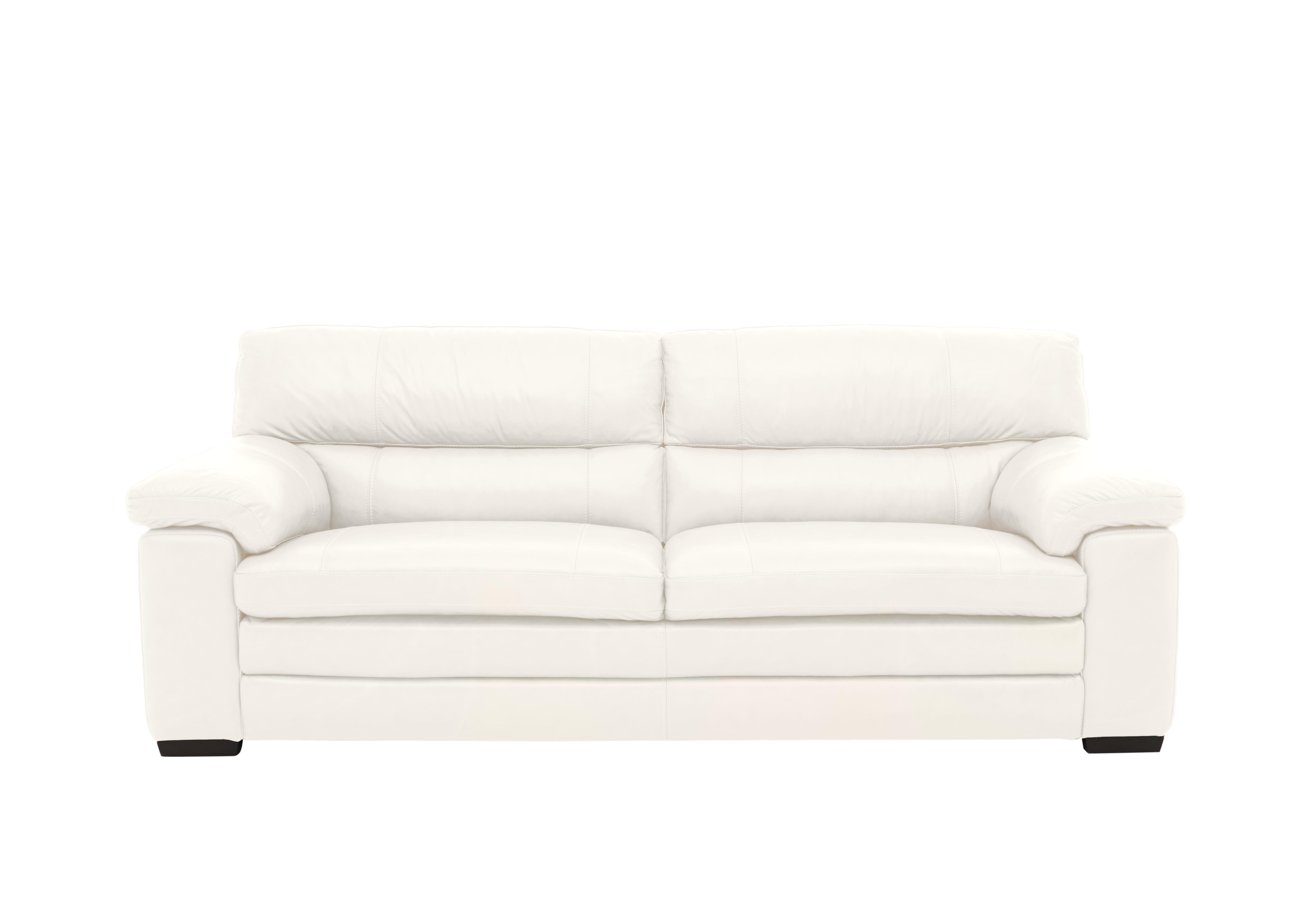 Cozee 3 Seater Pure Premium Leather Sofa in Nc-744d Star White on Furniture Village