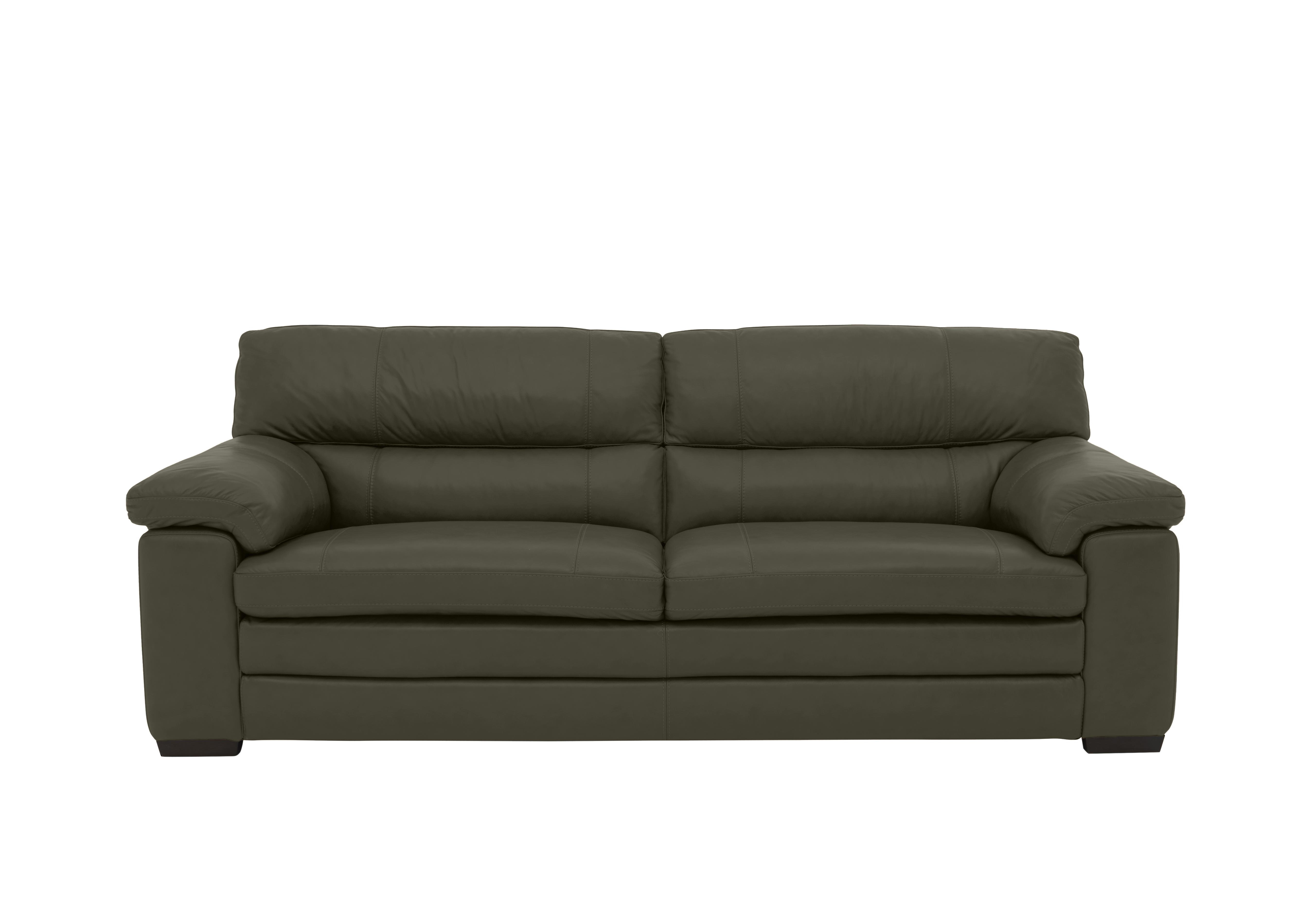 Cozee 3 Seater Pure Premium Leather Sofa in Nw-548e Olive on Furniture Village
