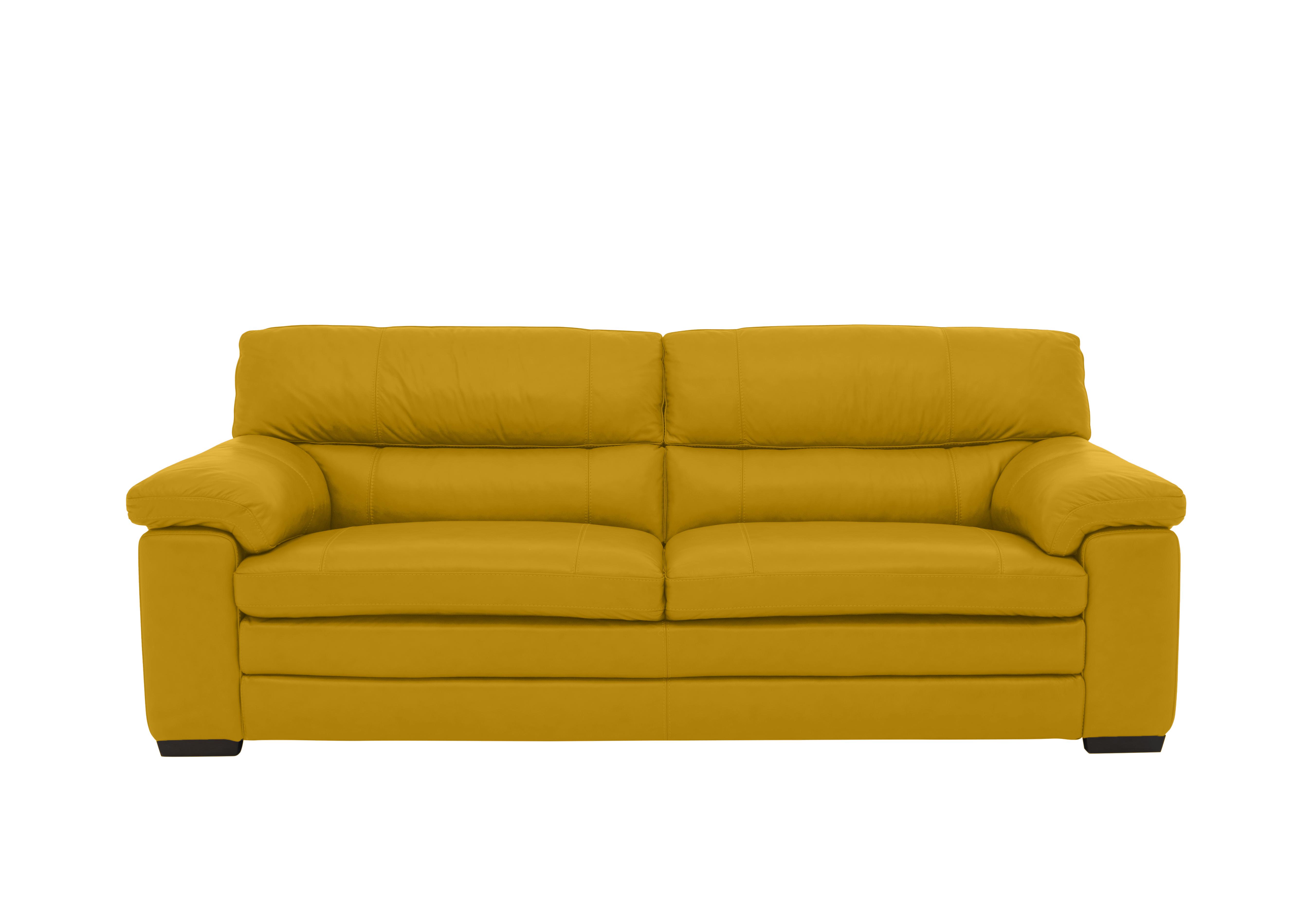 Cozee 3 Seater Pure Premium Leather Sofa in Nw-663e Yellow on Furniture Village