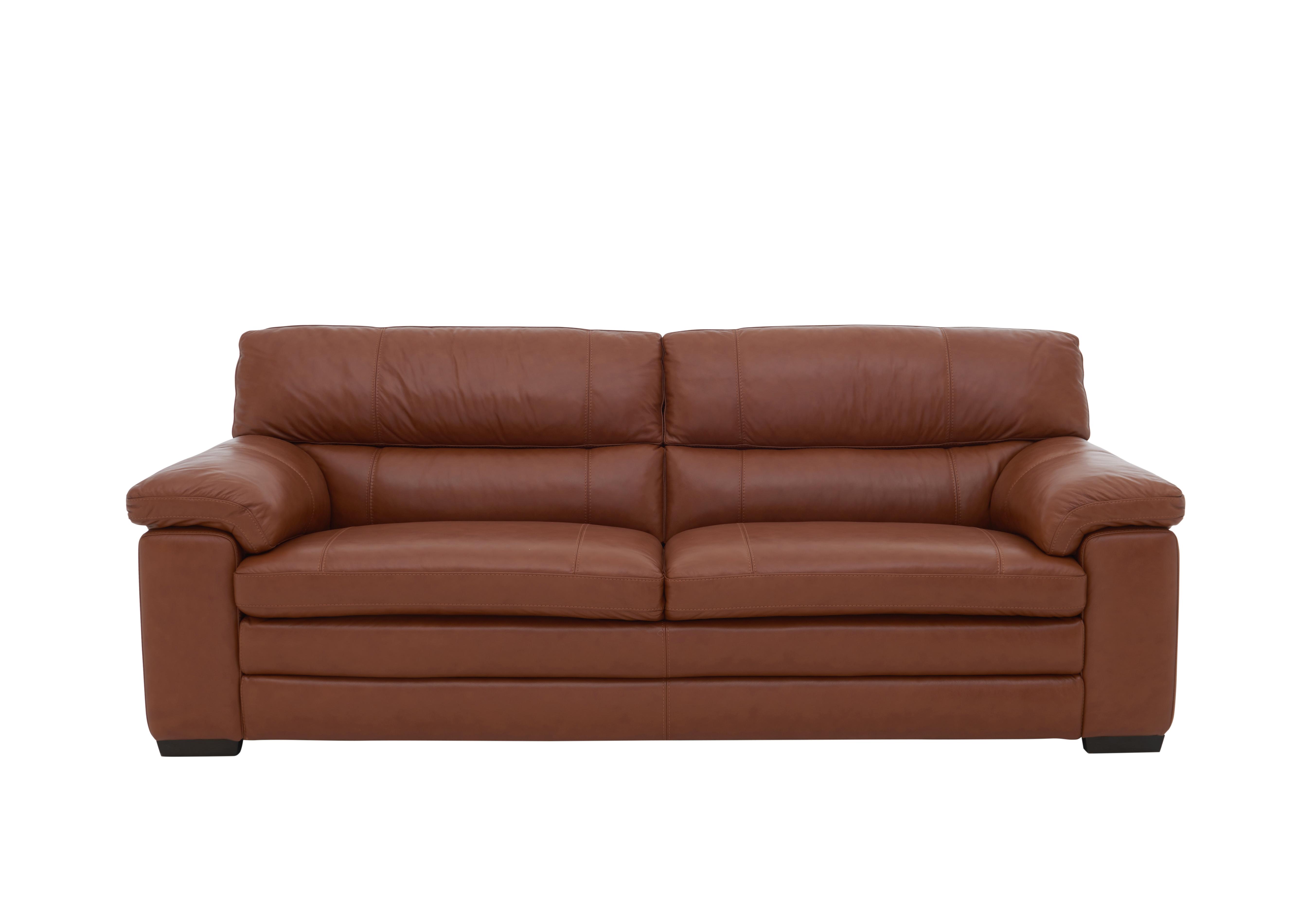 Cozee 3 Seater Pure Premium Leather Sofa in To-376e Brandy on Furniture Village