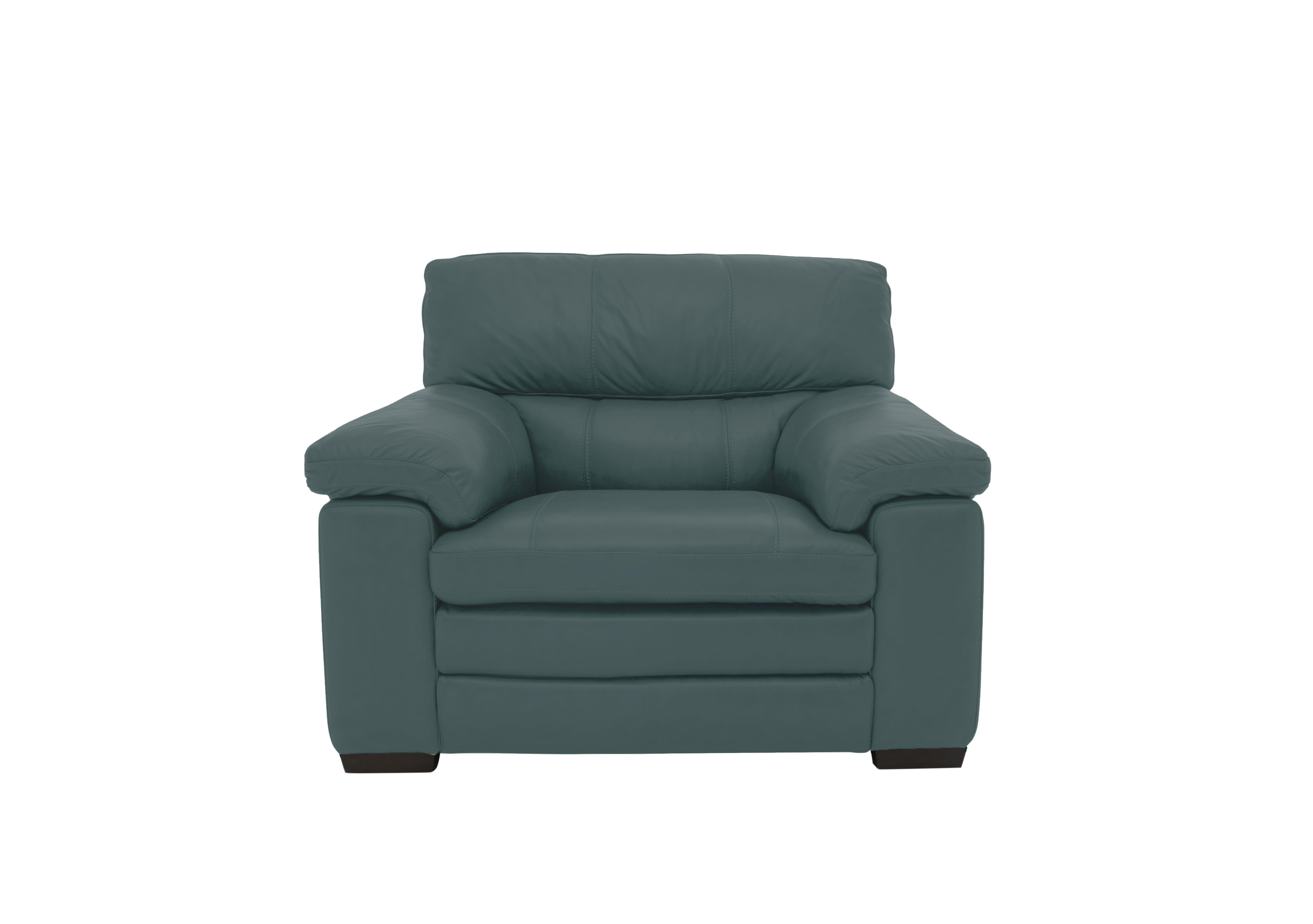 Cozee Leather Armchair in Bv-301e Lake Green on Furniture Village