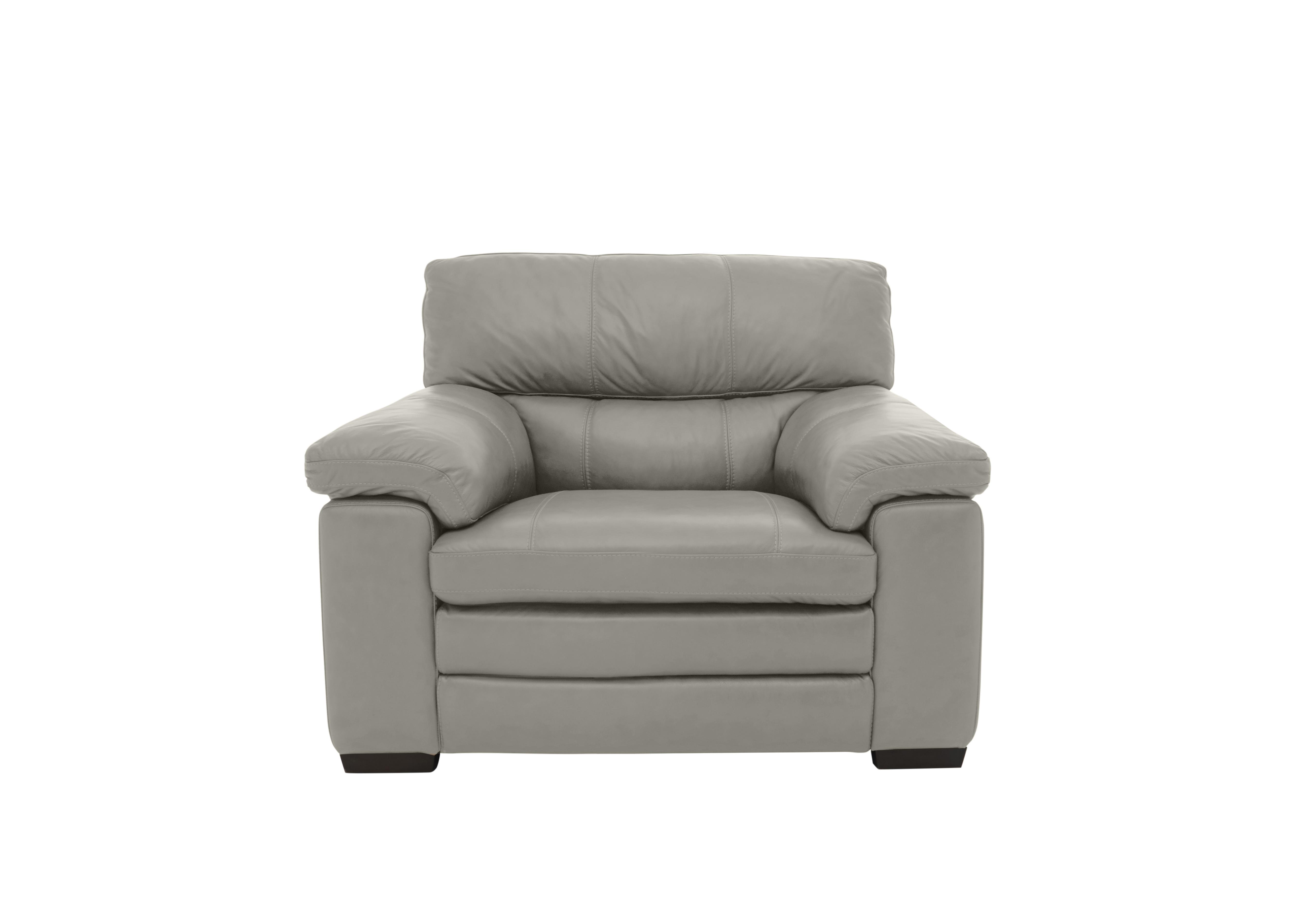 Cozee Leather Armchair in Bv-946b Silver Grey on Furniture Village