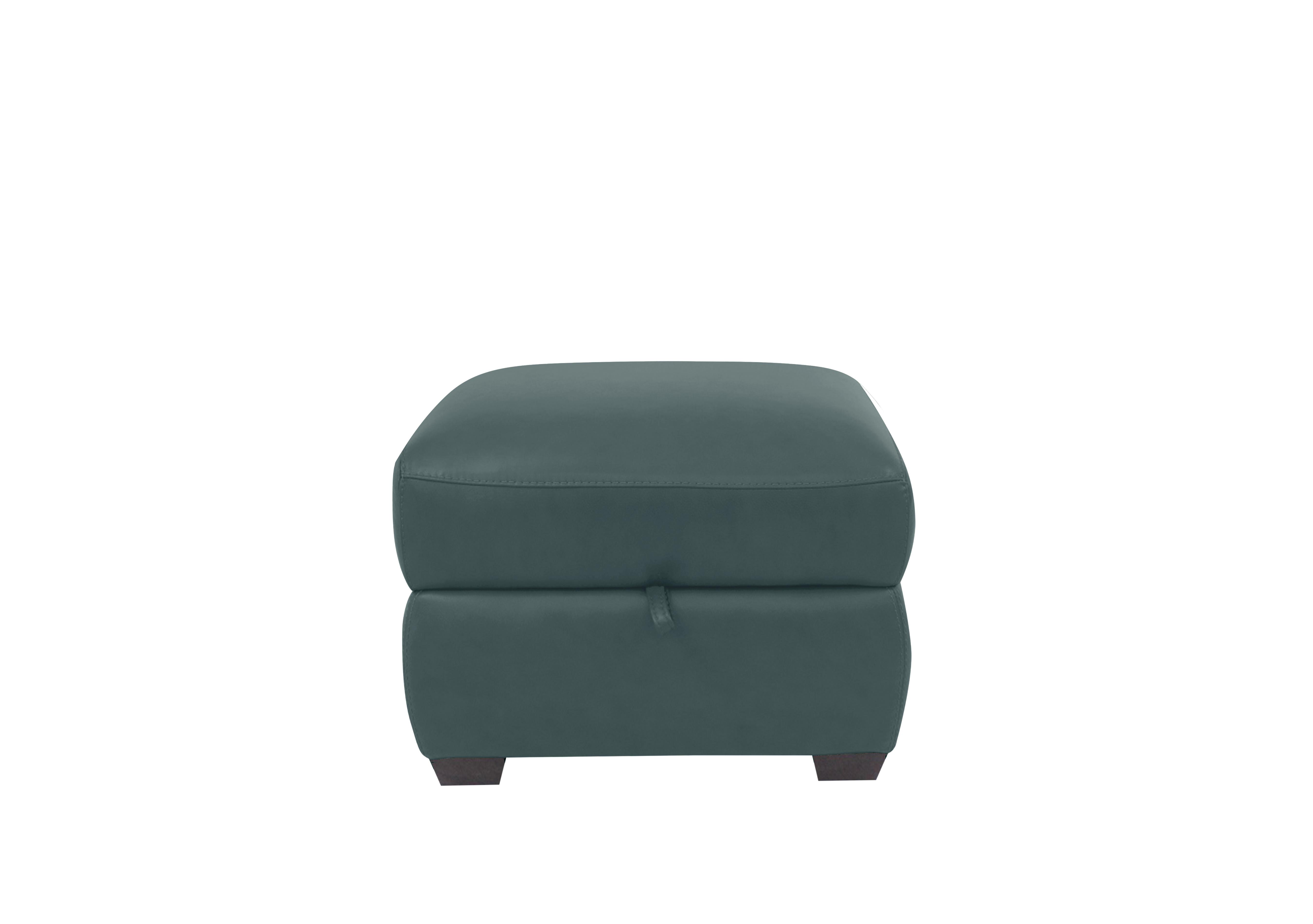 Cozee Leather Storage Stool in Bv-301e Lake Green on Furniture Village
