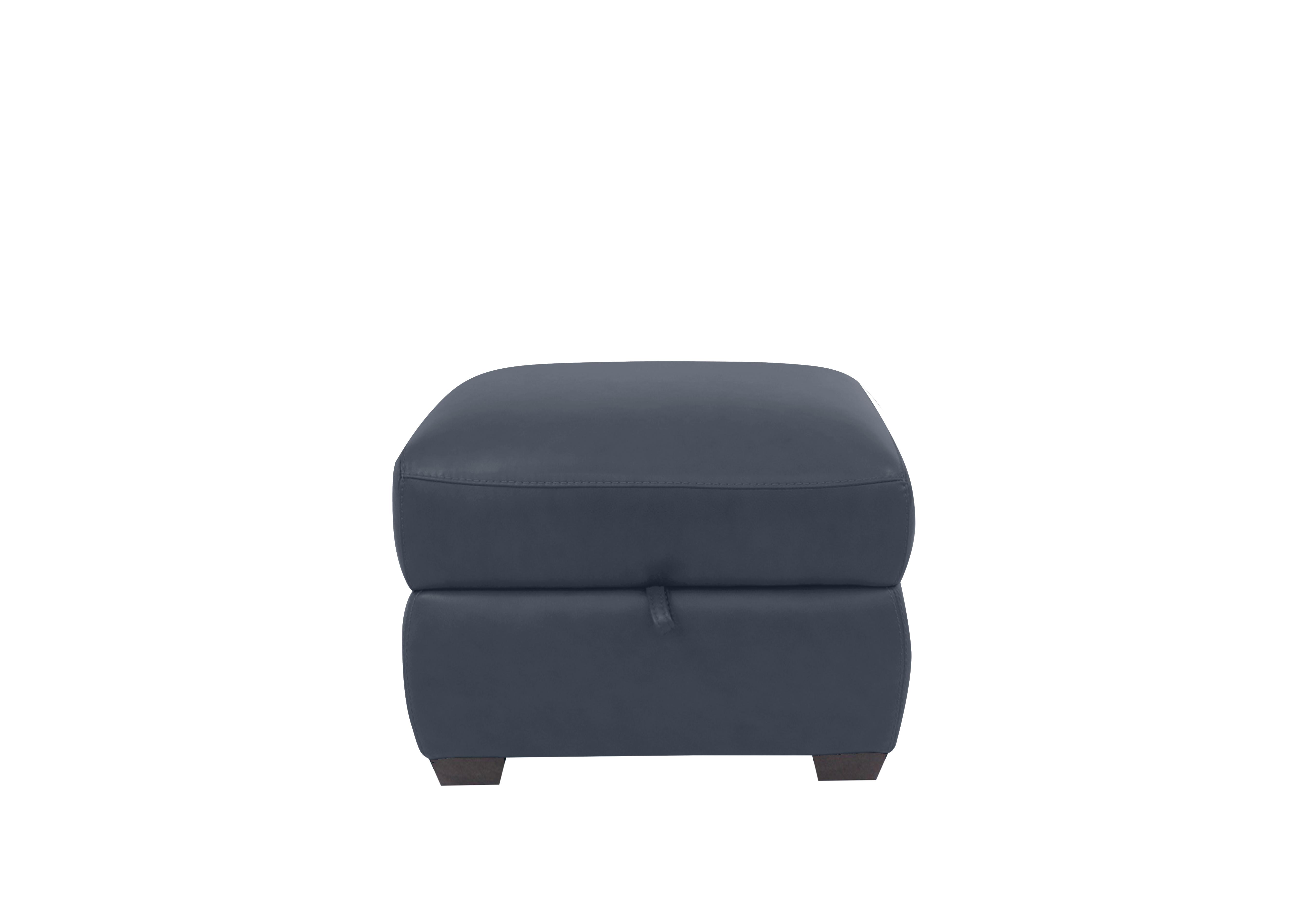 Cozee Leather Storage Stool in Bv-313e Ocean Blue on Furniture Village