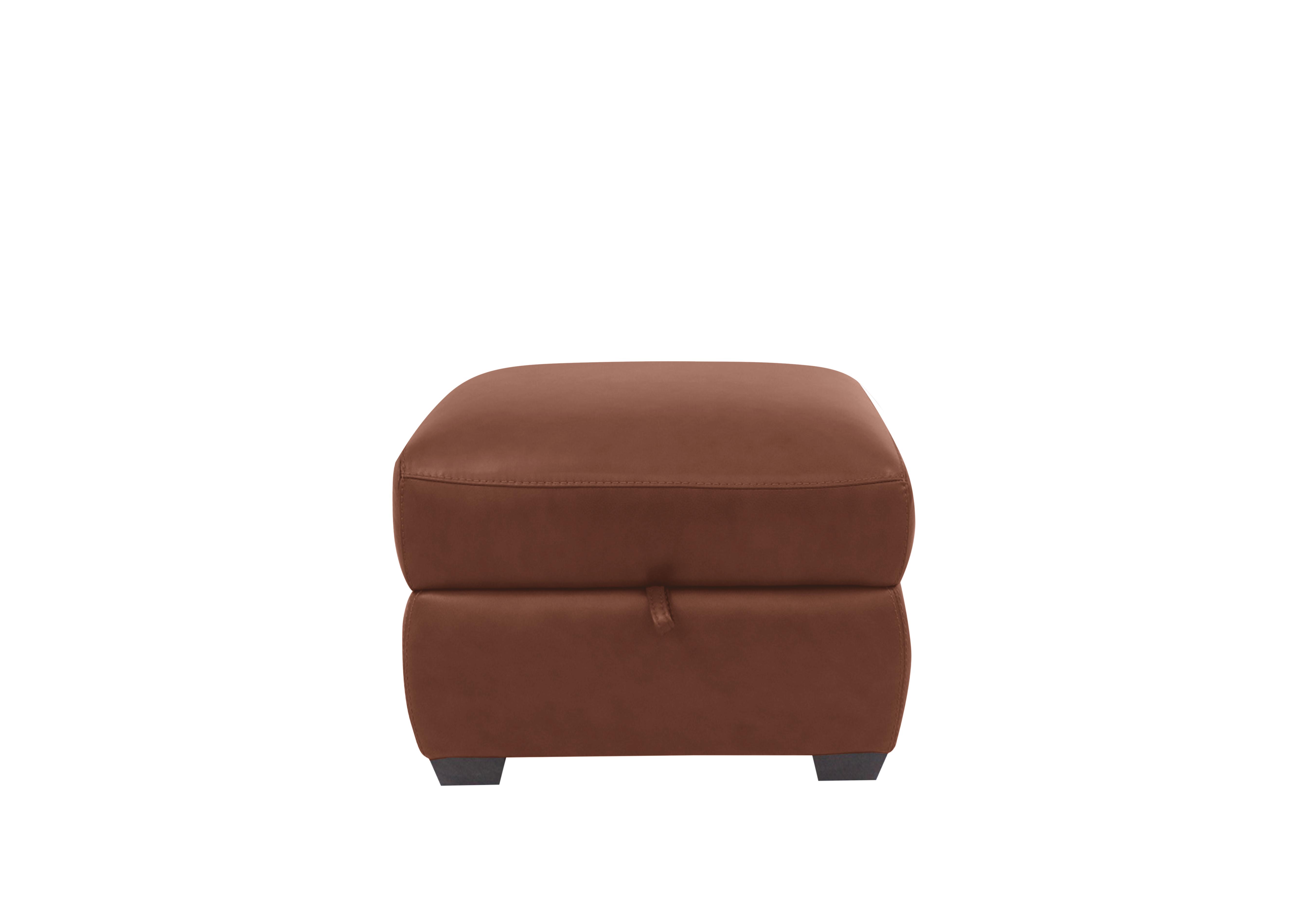 Cozee Leather Storage Stool in To-376e Brandy on Furniture Village