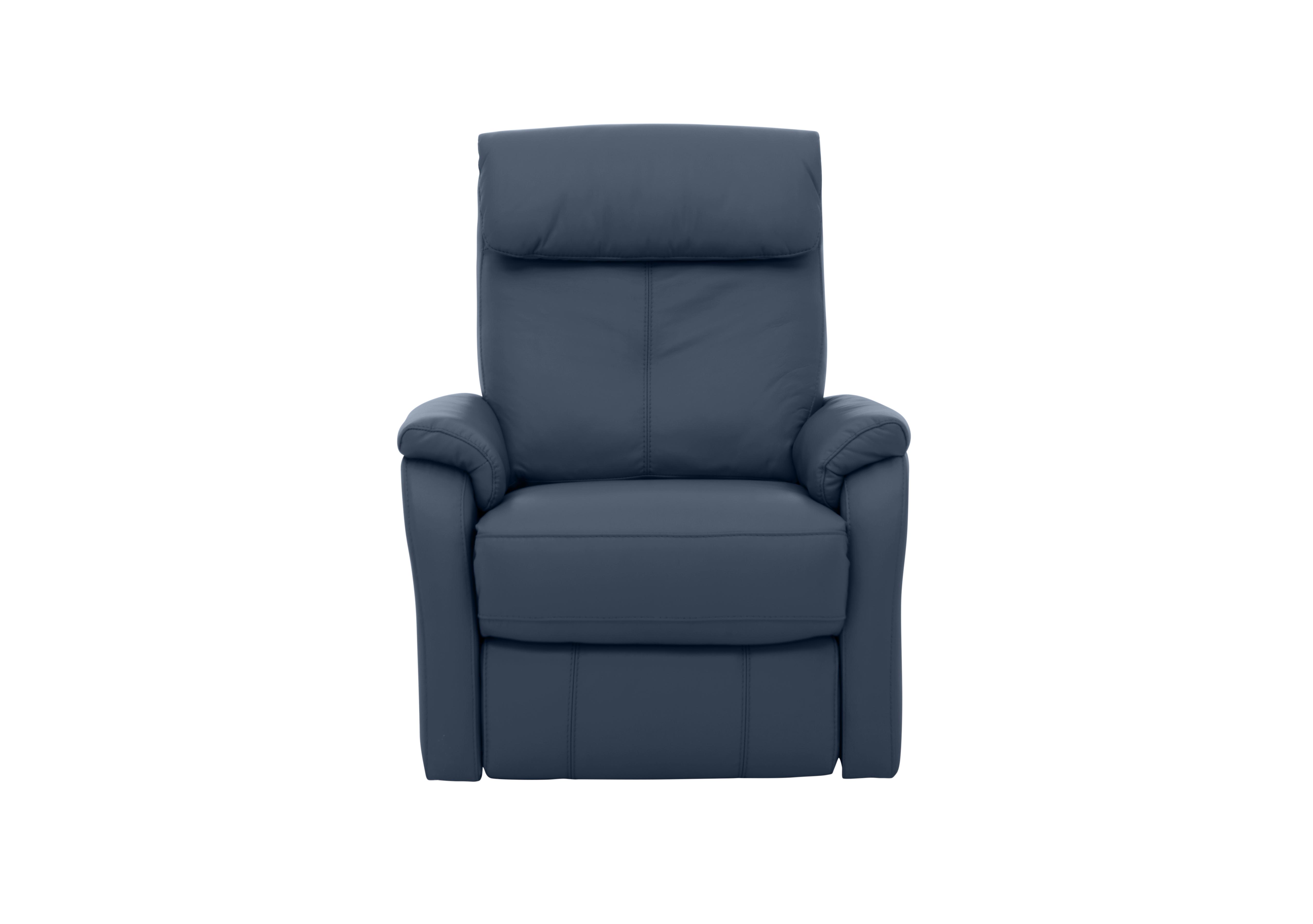 Rowan Leather Swivel Rocker Recliner Armchair in Bv-313e Ocean Blue on Furniture Village