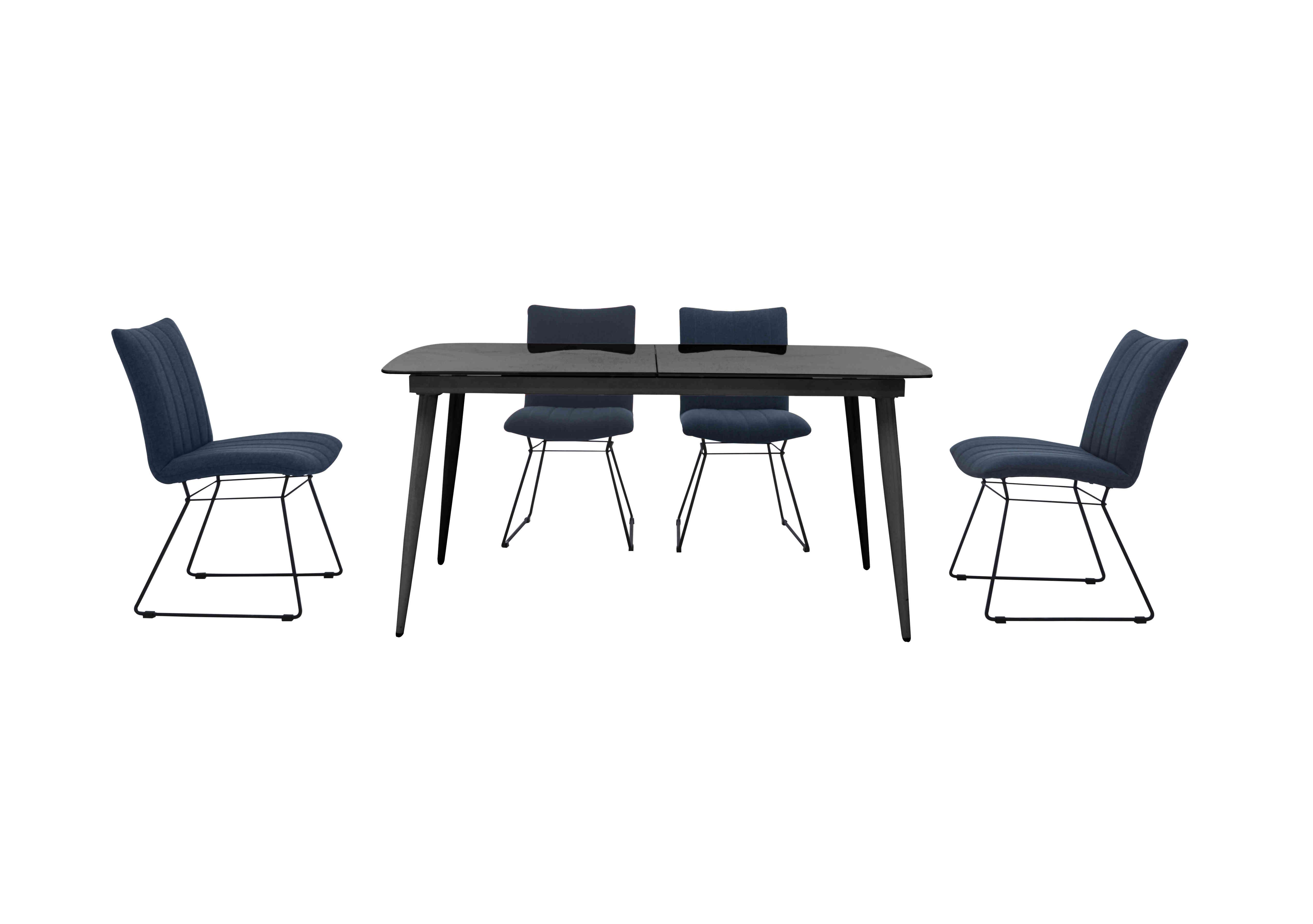 Ace Large Extending Dining Table and 4 Chairs in Grey/Blue on Furniture Village
