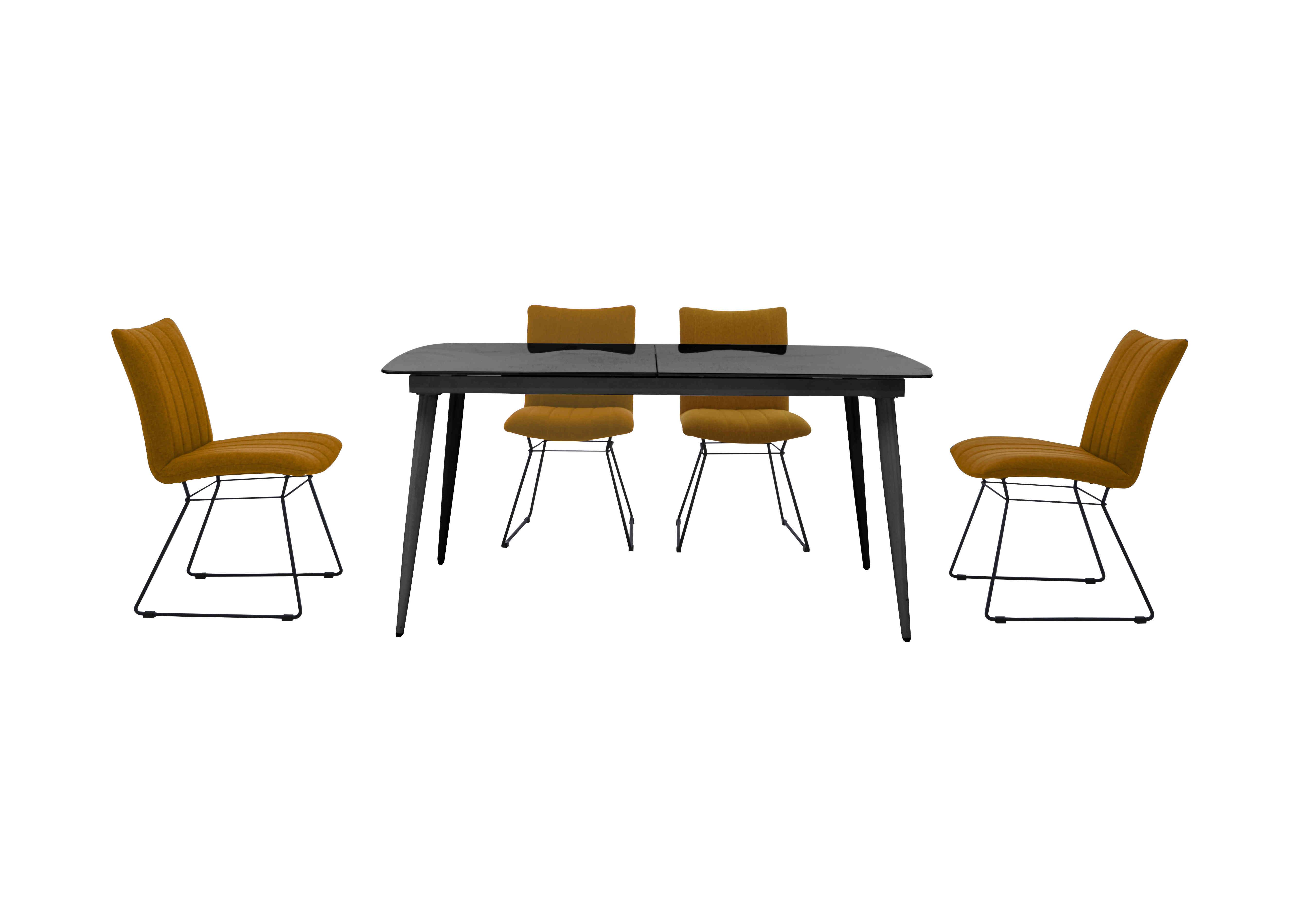 Ace Large Extending Dining Table and 4 Chairs in Grey/Yellow on Furniture Village