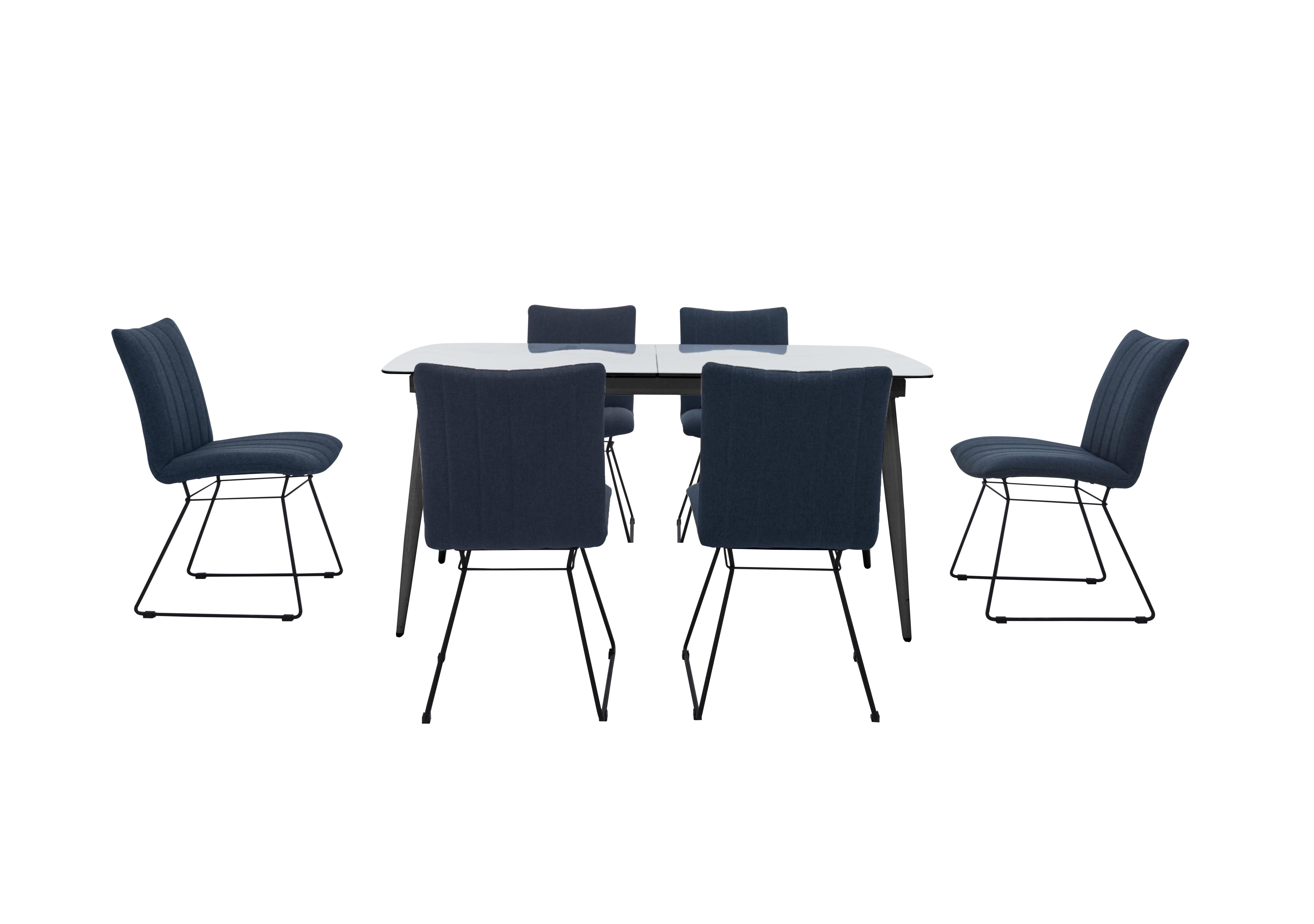 Ace Large Extending Dining Table and 6 Chairs in Grey/Blue on Furniture Village