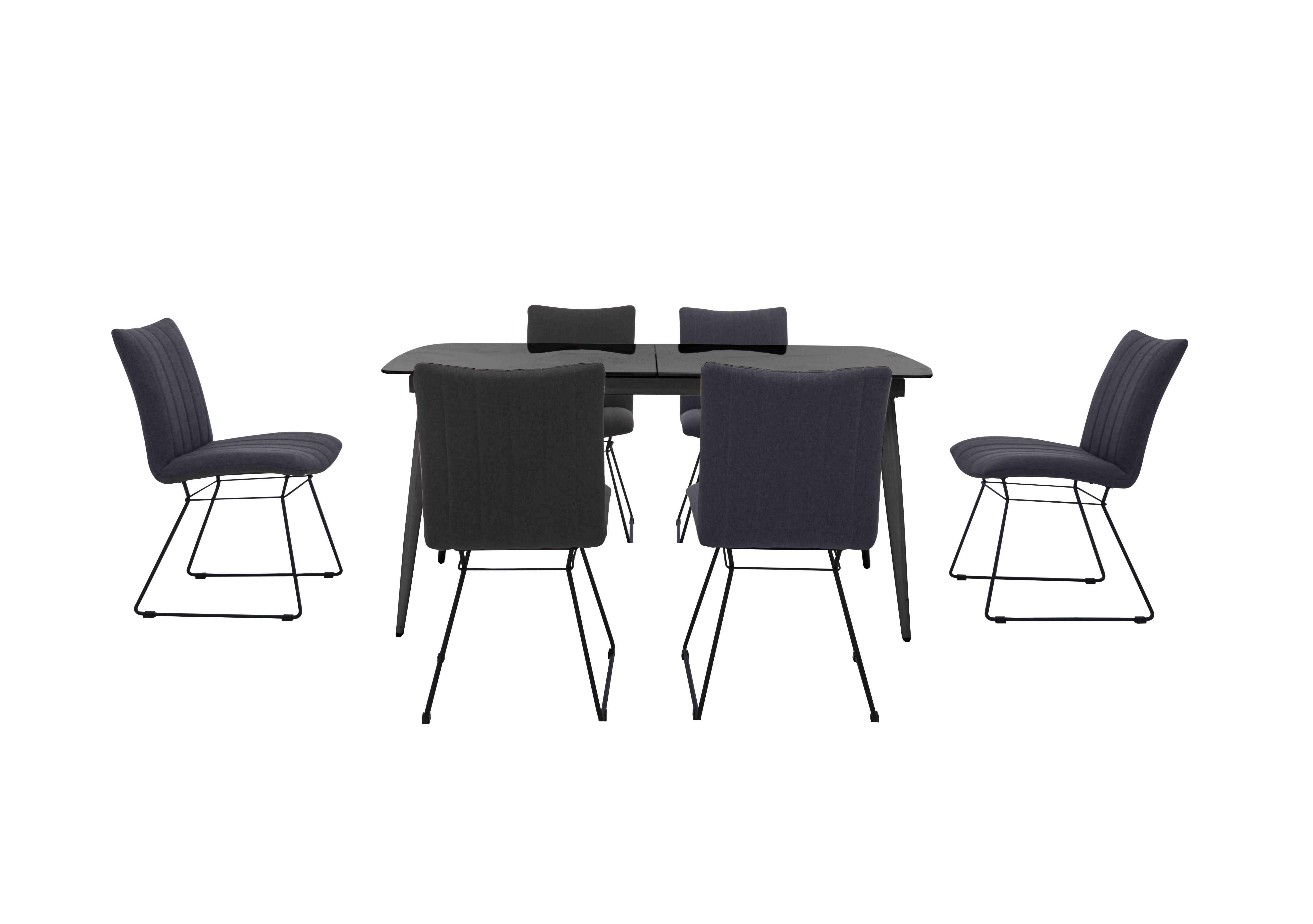 Ace Large Extending Dining Table and 6 Chairs in Grey/Grey on Furniture Village