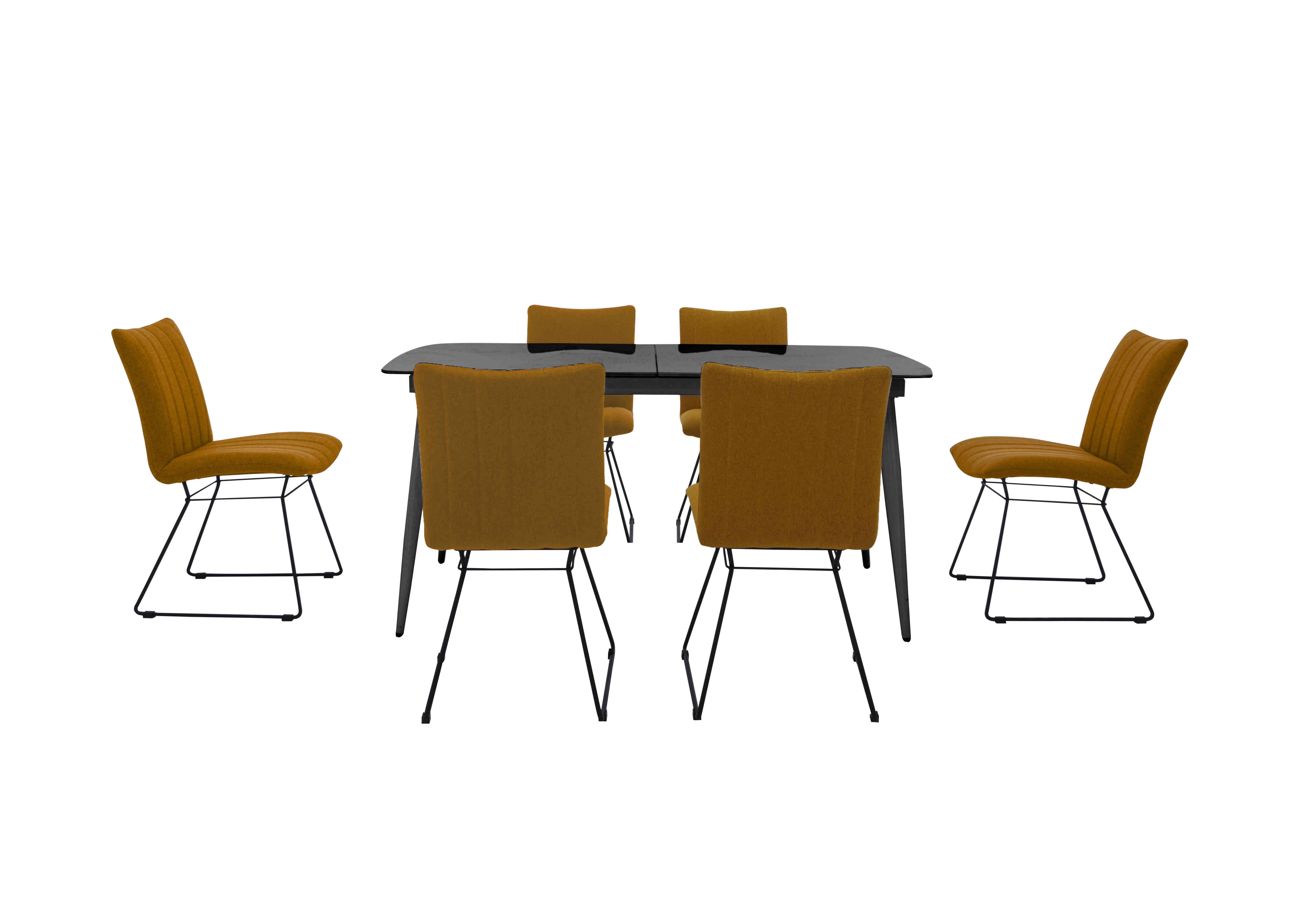 Ace Large Extending Dining Table and 6 Chairs in Grey/Yellow on Furniture Village