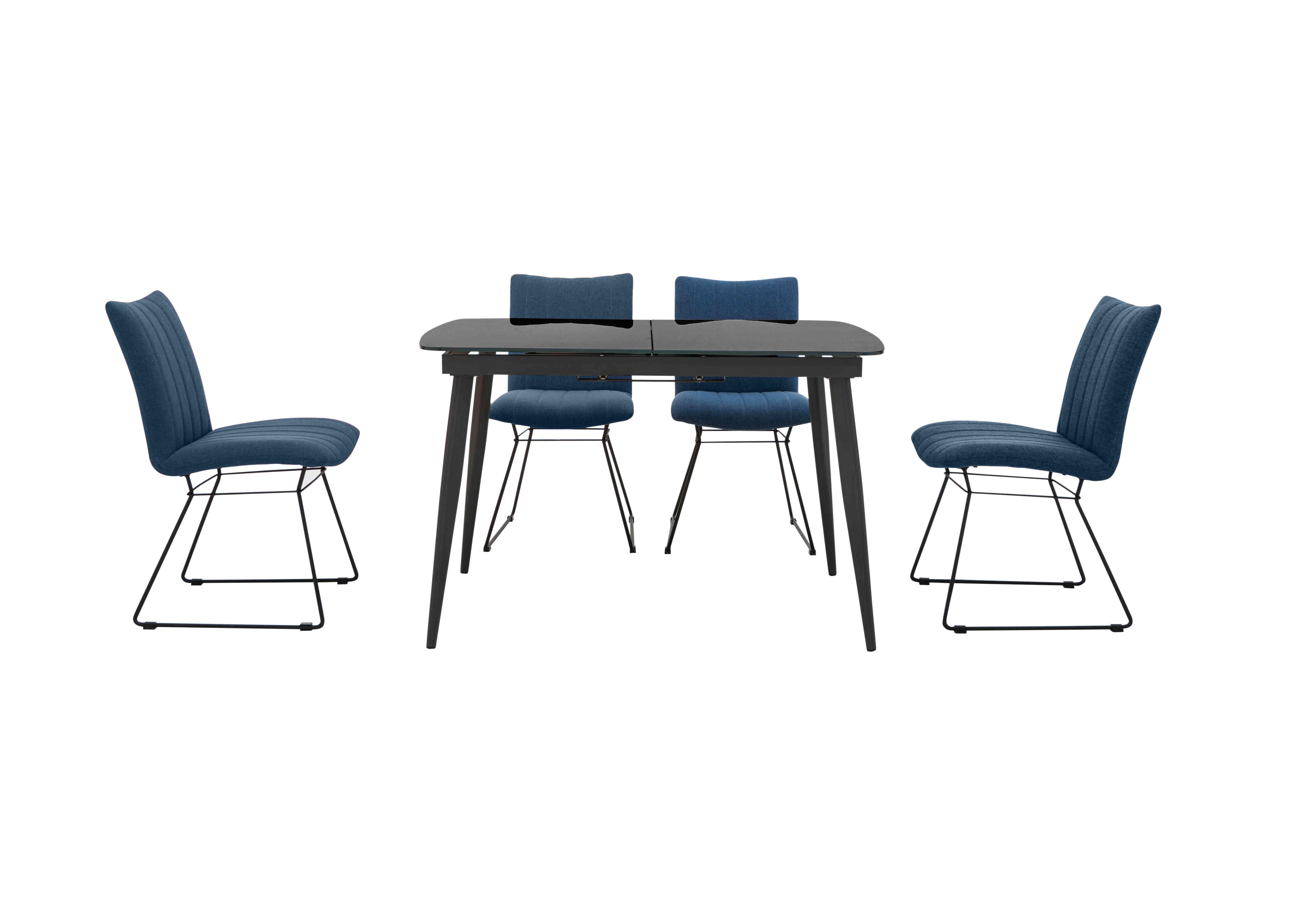 Ace Small Extending Dining Table and 4 Chairs in Grey/Blue on Furniture Village