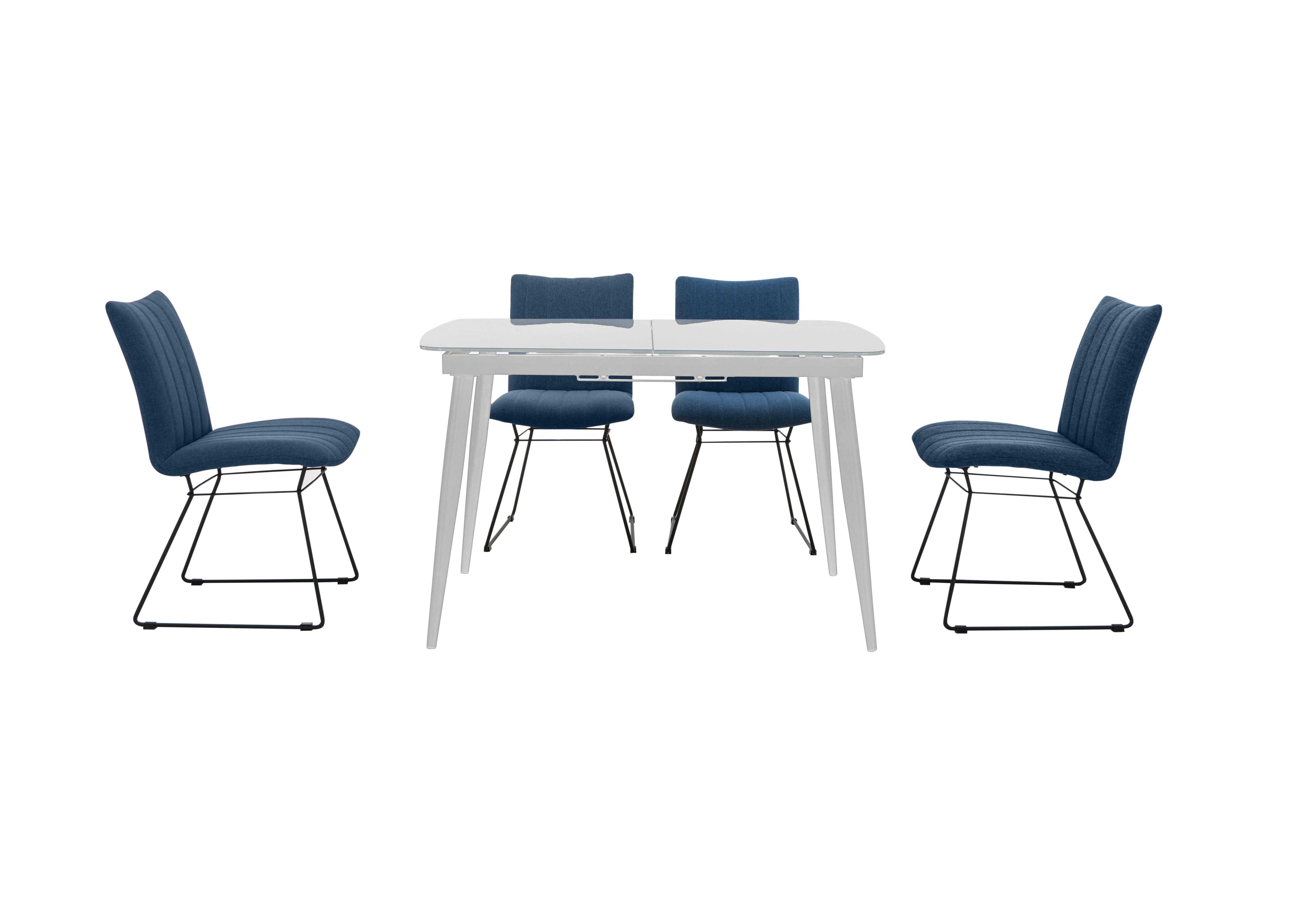 Ace Small Extending Dining Table and 4 Chairs in White/Blue on Furniture Village
