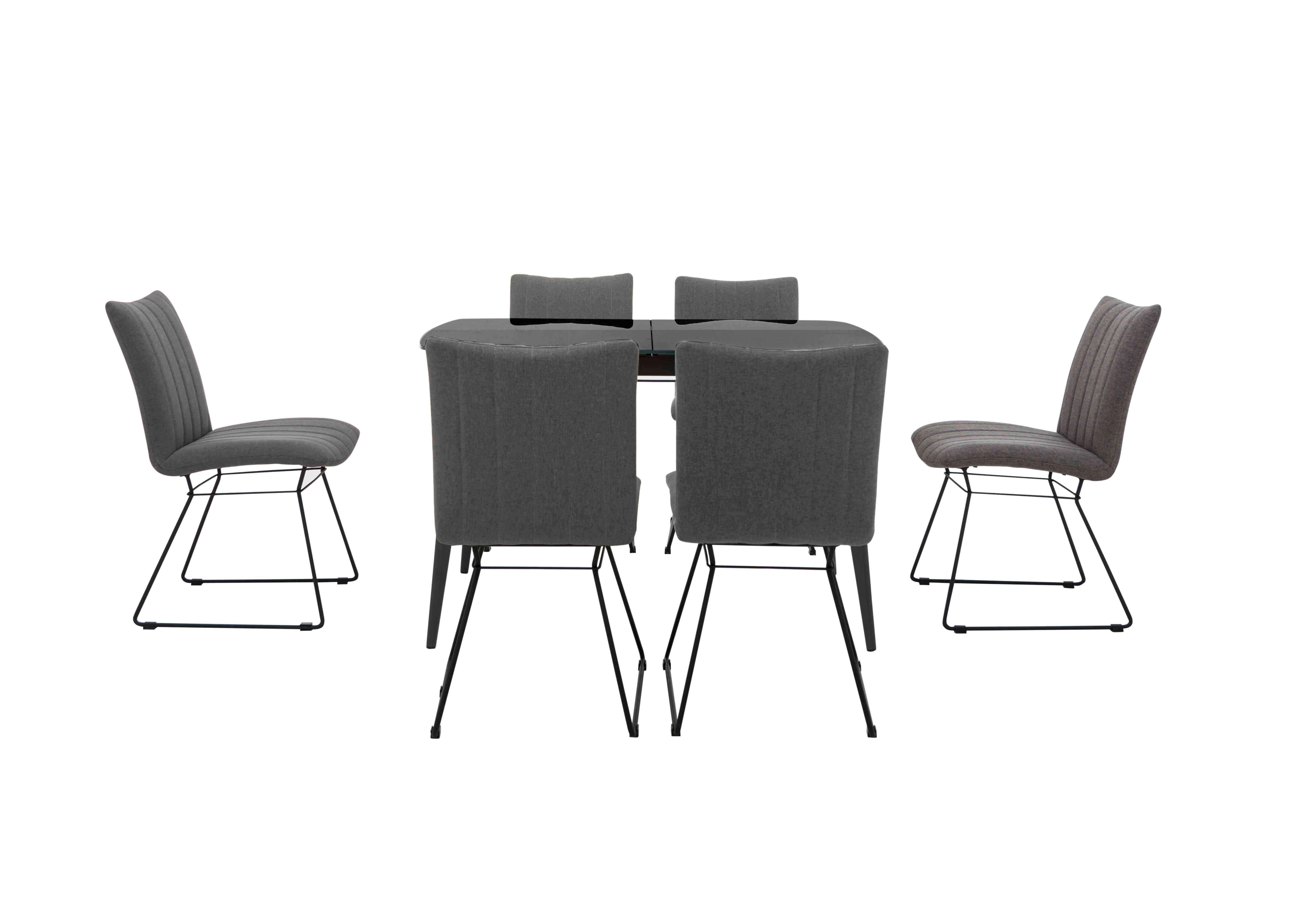 Ace Small Extending Dining Table and 6 Chairs in Grey/Grey on Furniture Village