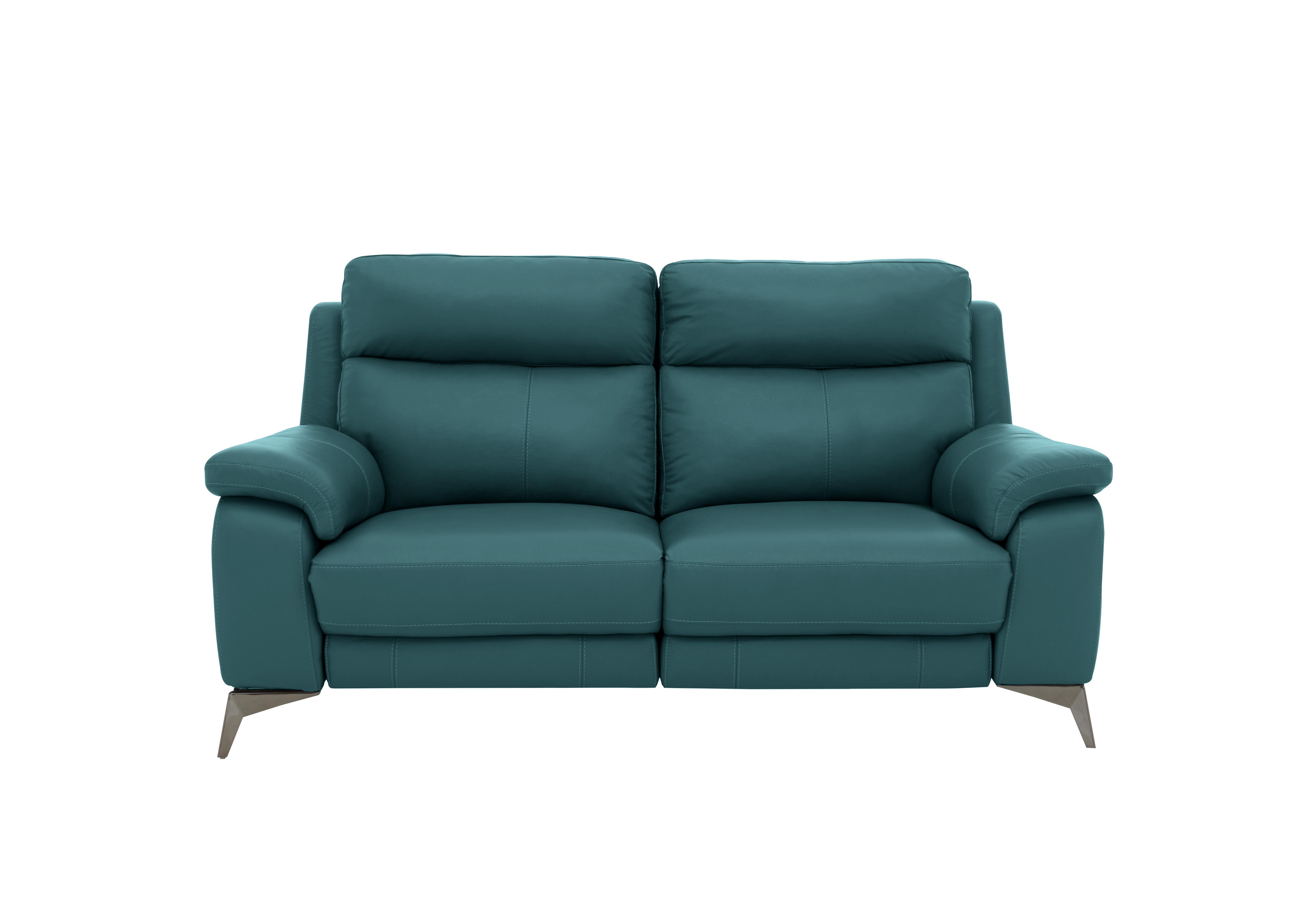 Missouri 2 Seater Leather Recliner Sofa with Power Headrest in Bv-301e Lake Green on Furniture Village