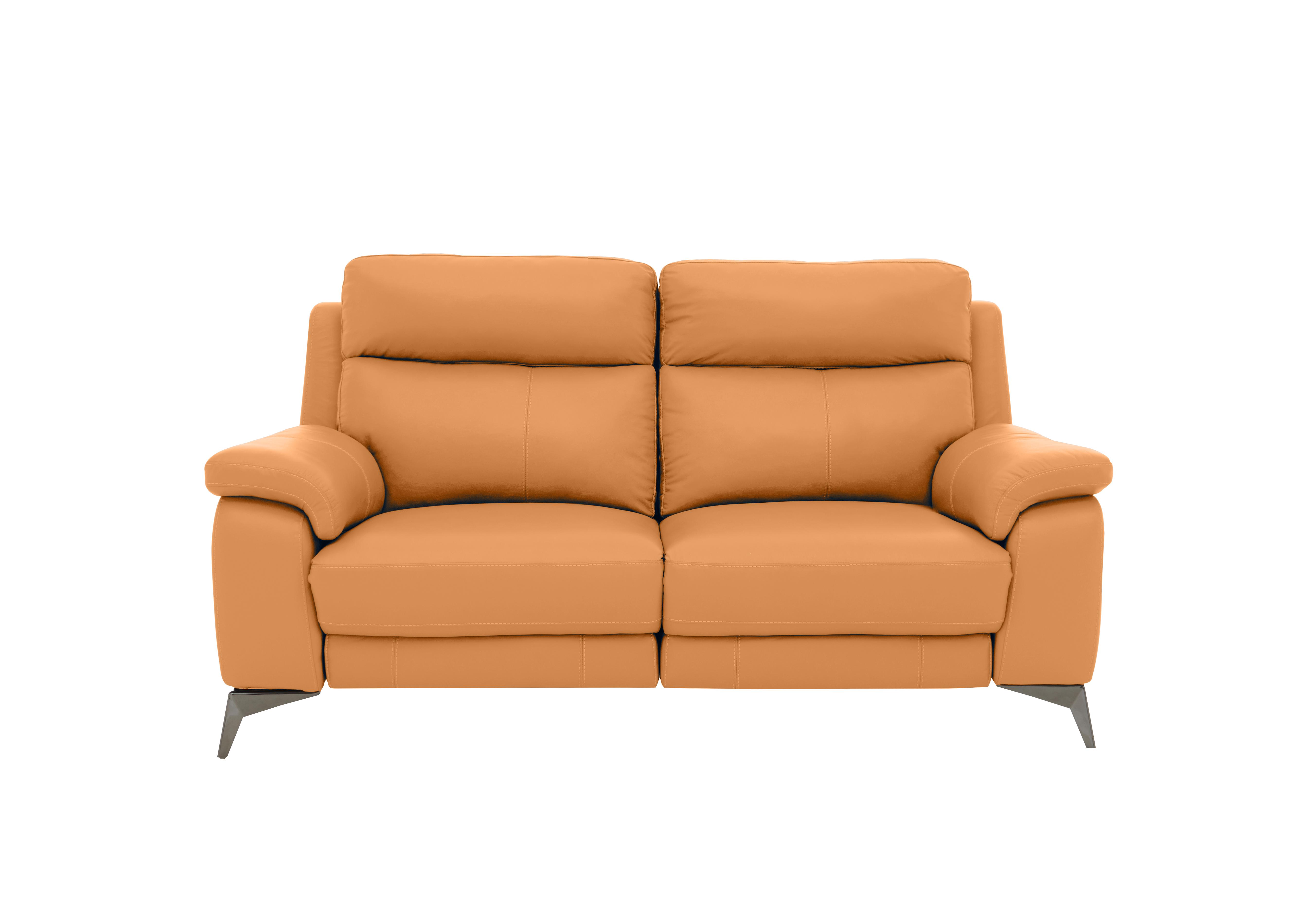 Missouri 2 Seater Leather Recliner Sofa with Power Headrest in Bv-335e Honey Yellow on Furniture Village