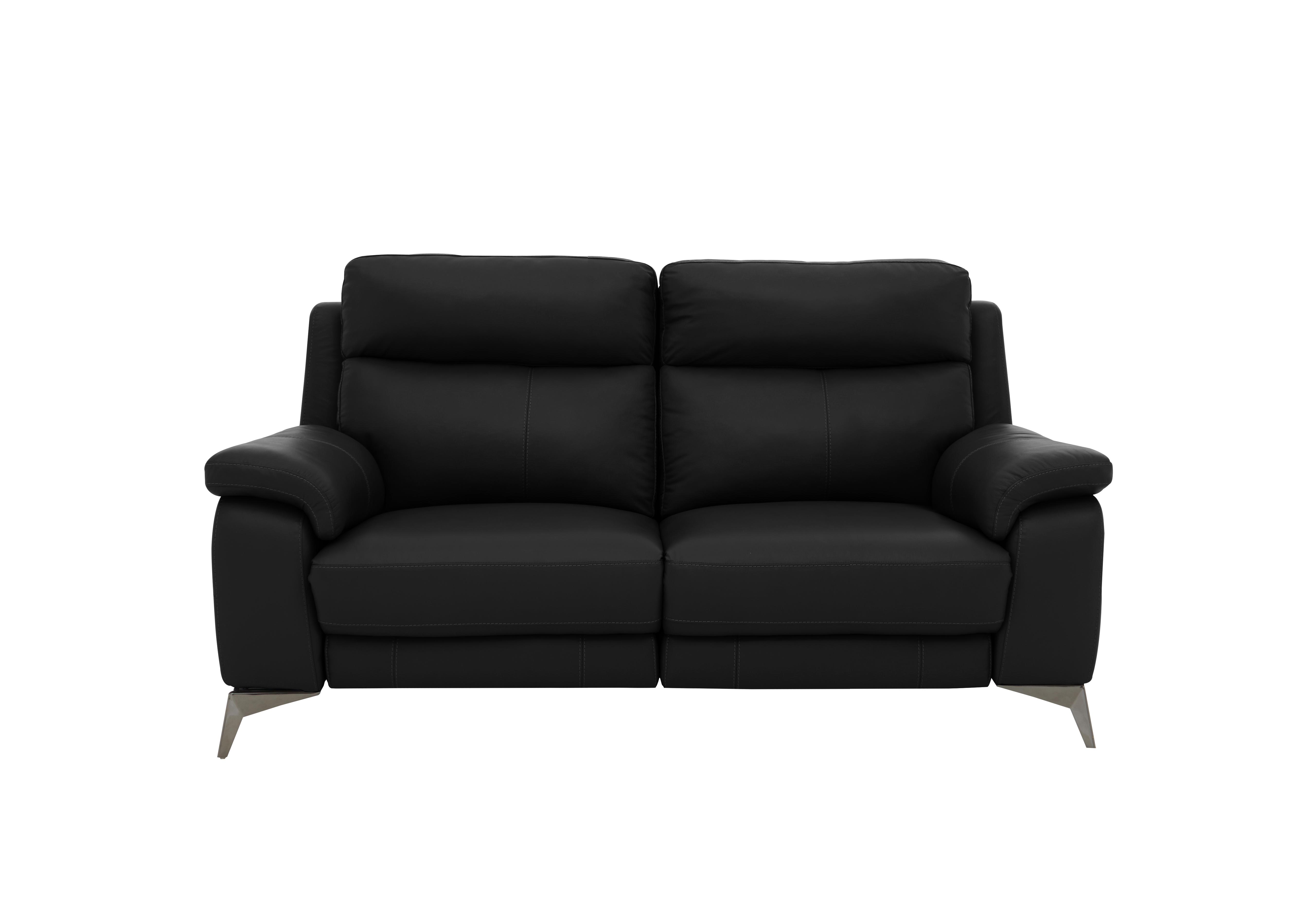 Missouri 2 Seater Leather Recliner Sofa with Power Headrest in Bv-3500 Classic Black on Furniture Village