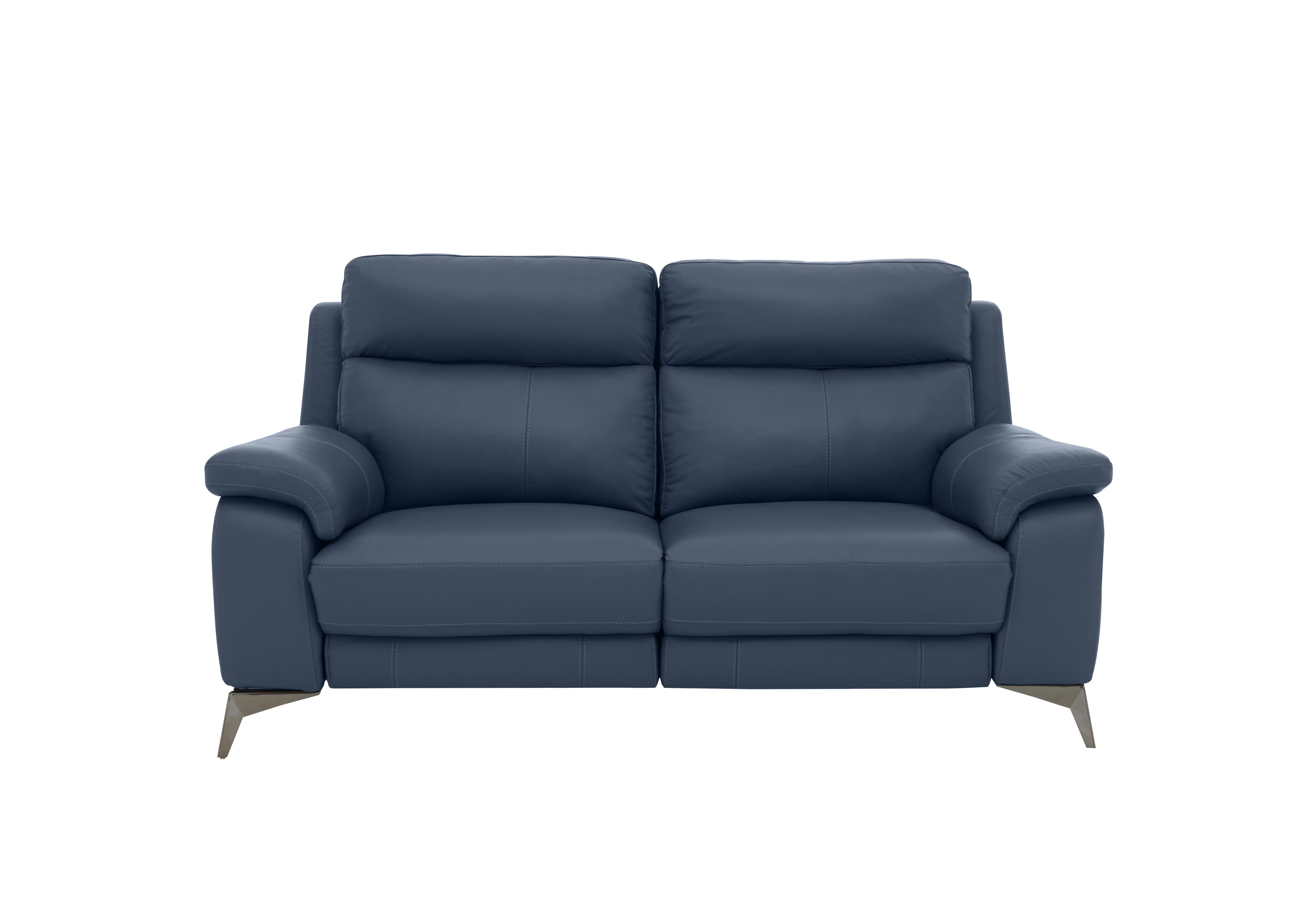 Missouri 2 Seater Leather Recliner Sofa with Power Headrest in Nc-313e Ocean Blue on Furniture Village
