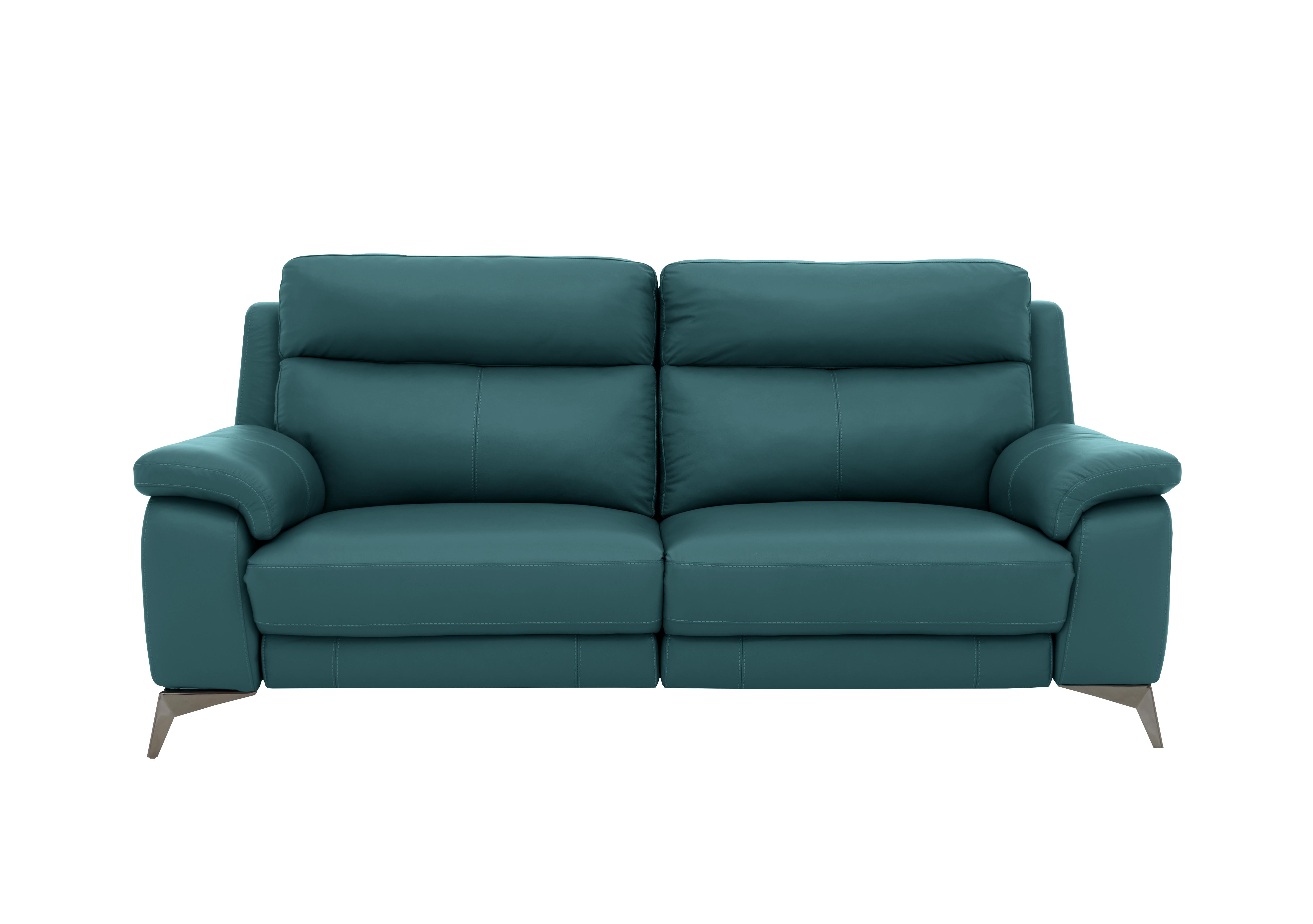Missouri 3 Seater Leather Recliner Sofa with Power Headrest in Bv-301e Lake Green on Furniture Village