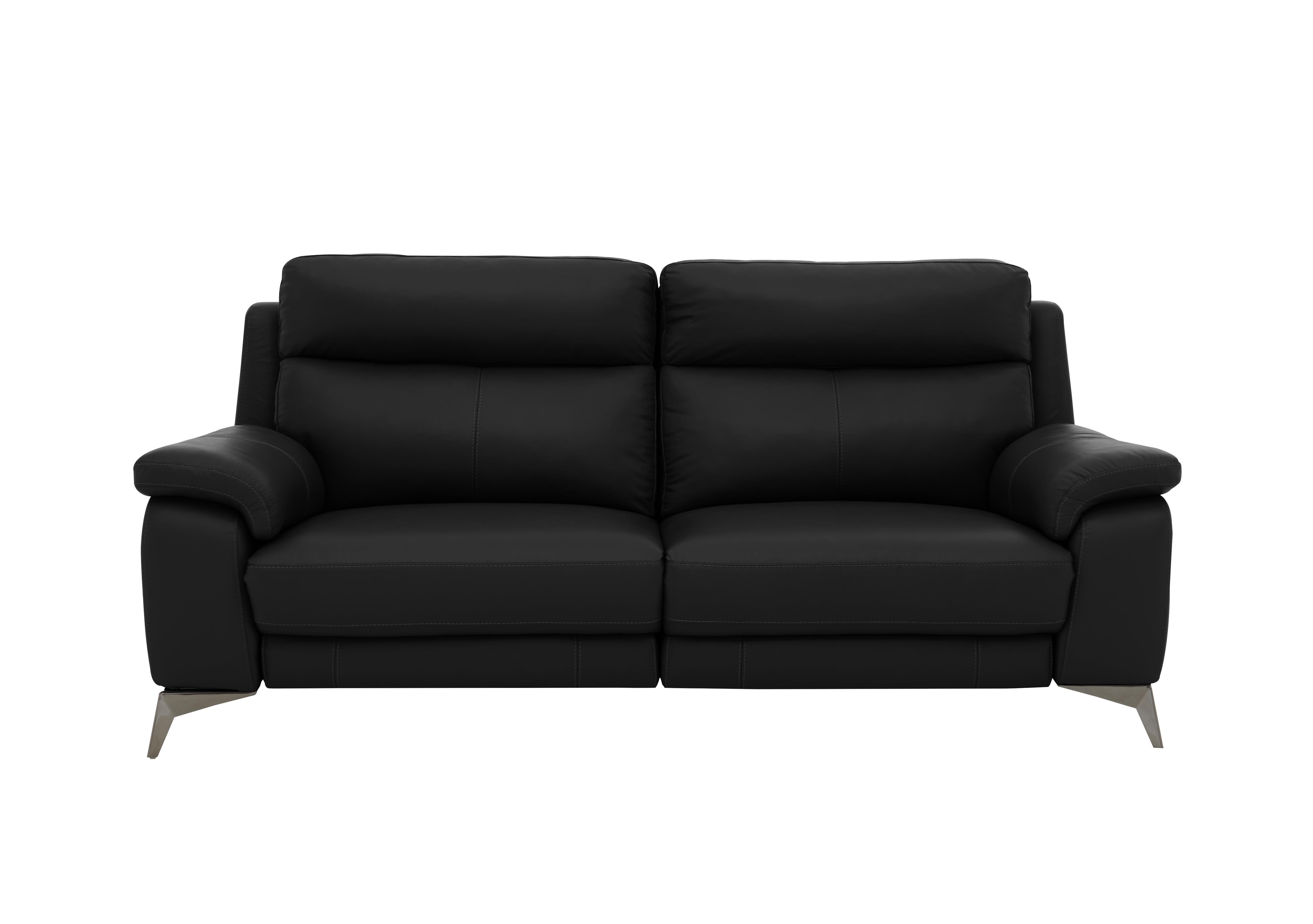 Missouri 3 Seater Leather Recliner Sofa with Power Headrest in Bv-3500 Classic Black on Furniture Village