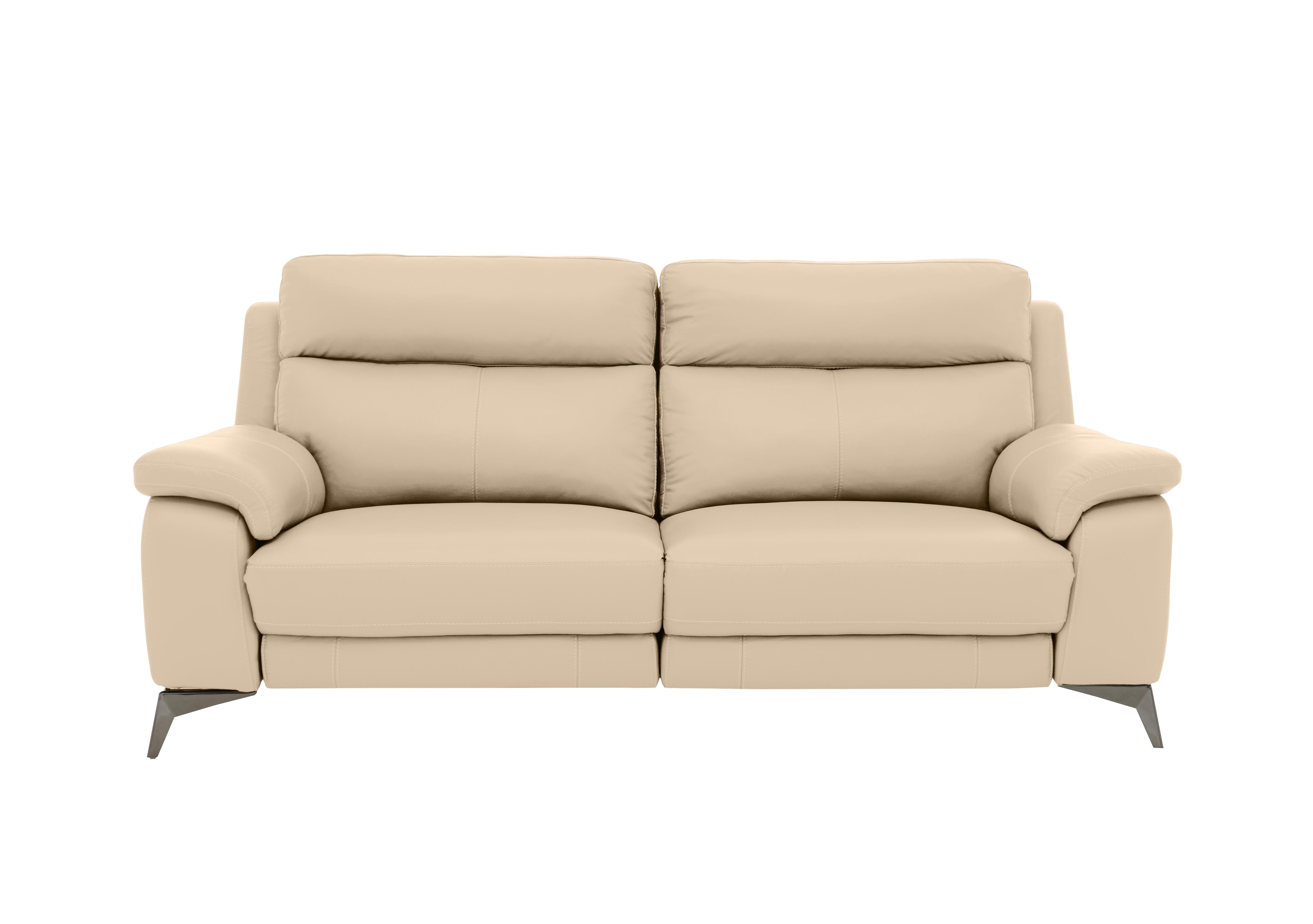 Missouri 3 Seater Leather Recliner Sofa with Power Headrest in Bv-862c Bisque on Furniture Village