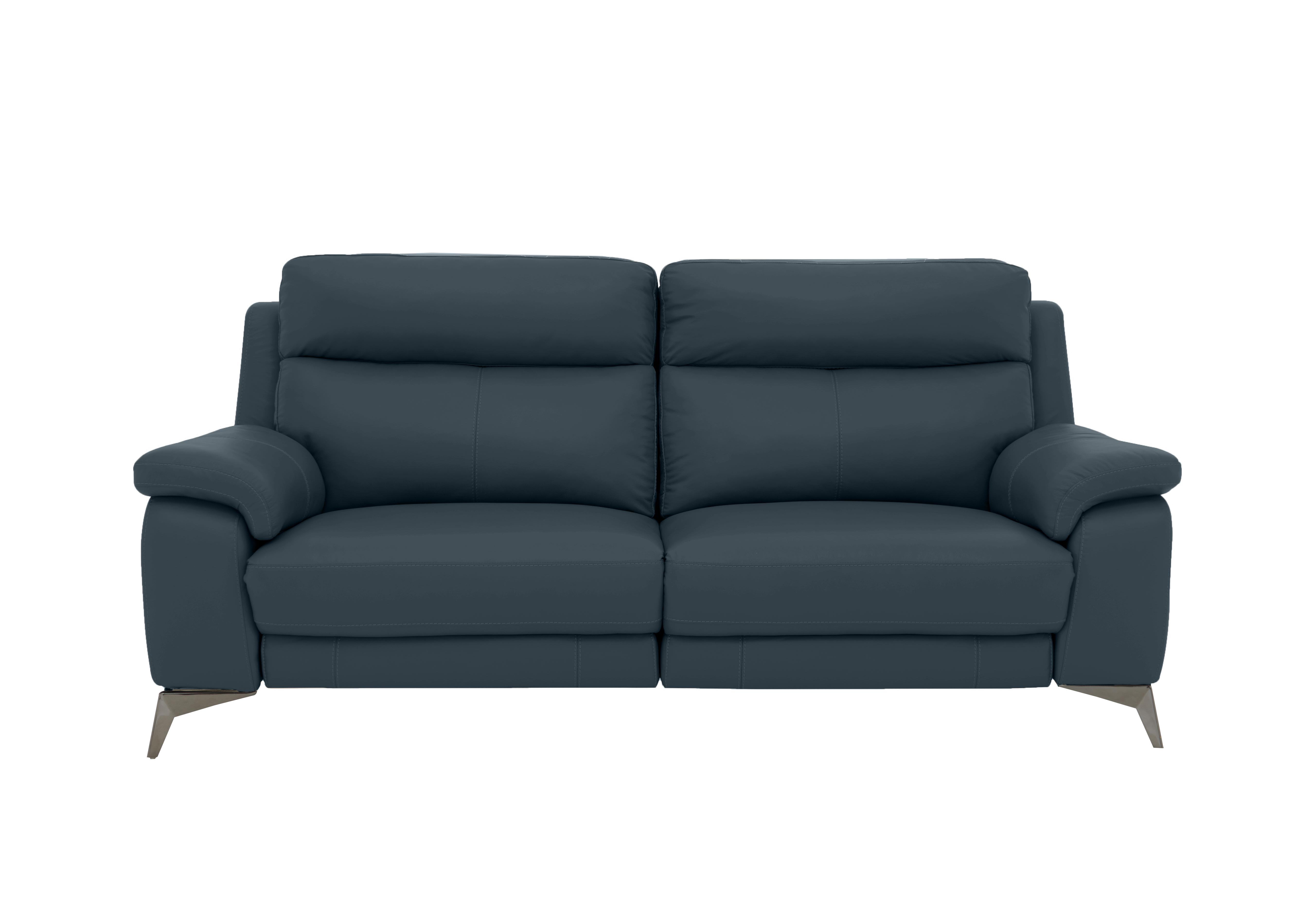 Missouri 3 Seater Leather Recliner Sofa with Power Headrest in Hw-313e Ocean Blue on Furniture Village
