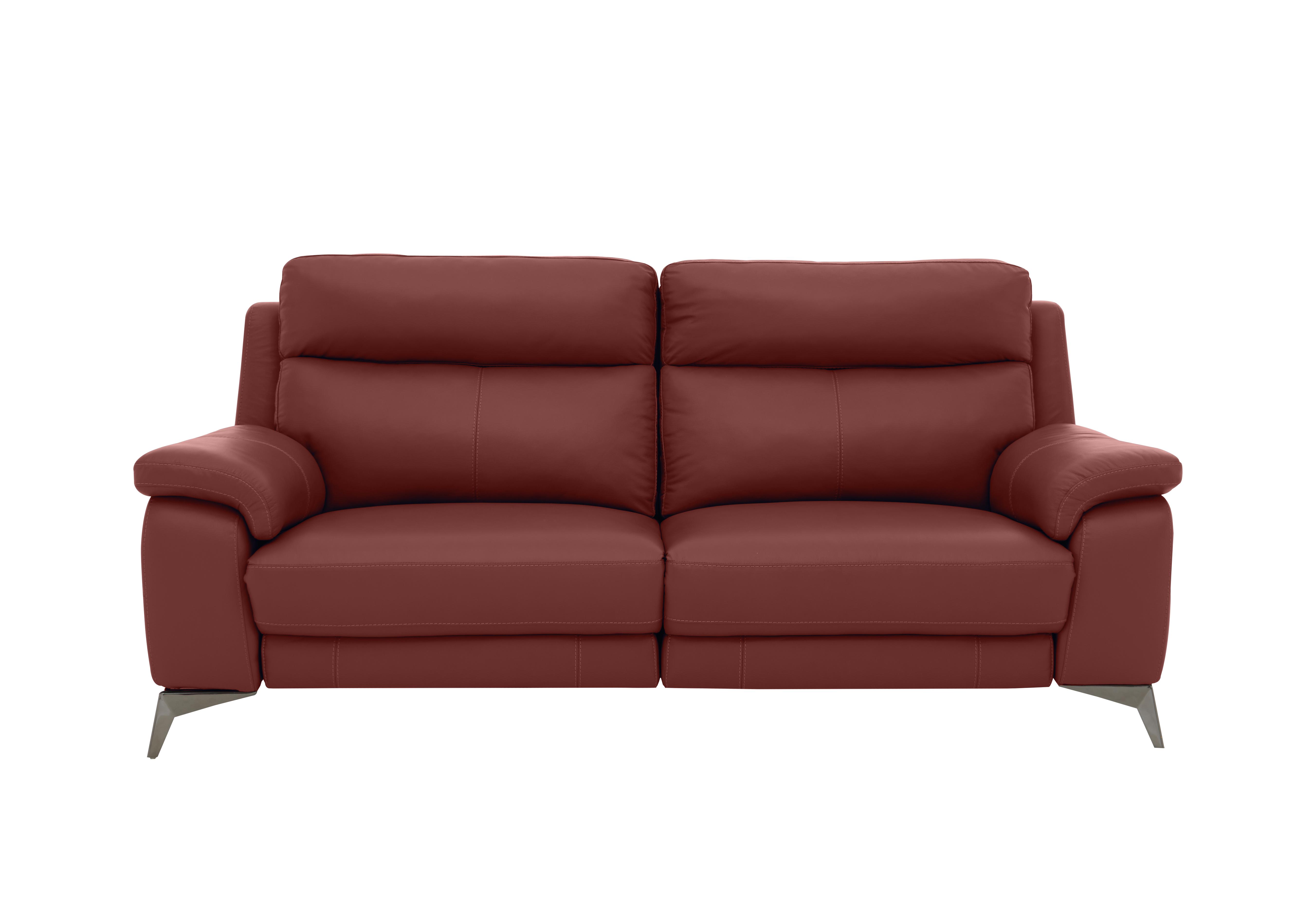 Missouri 3 Seater Leather Recliner Sofa with Power Headrest in Nc-035c Deep Red on Furniture Village
