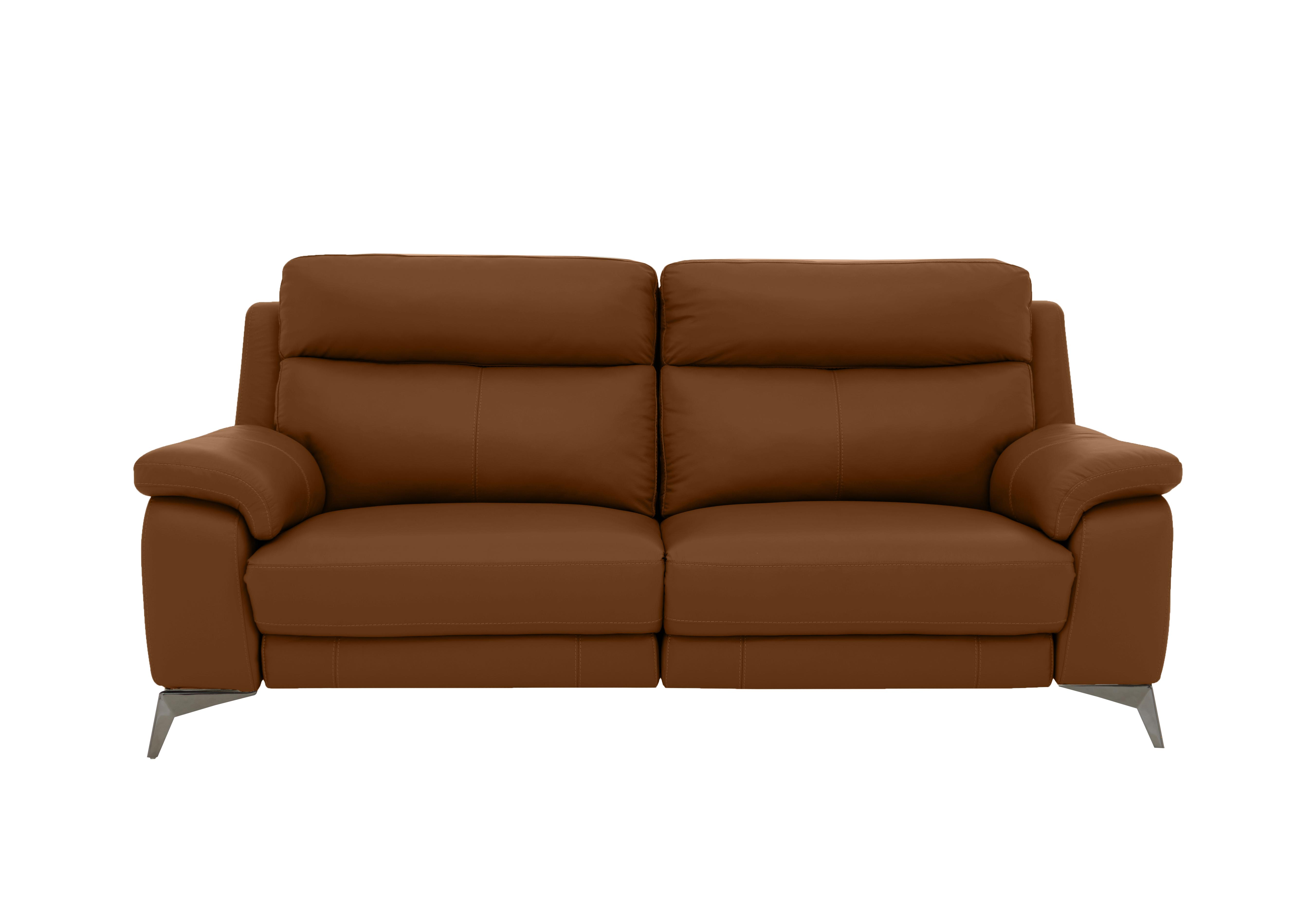 Missouri 3 Seater Leather Recliner Sofa with Power Headrest in Nc-334e Pecan Brown on Furniture Village