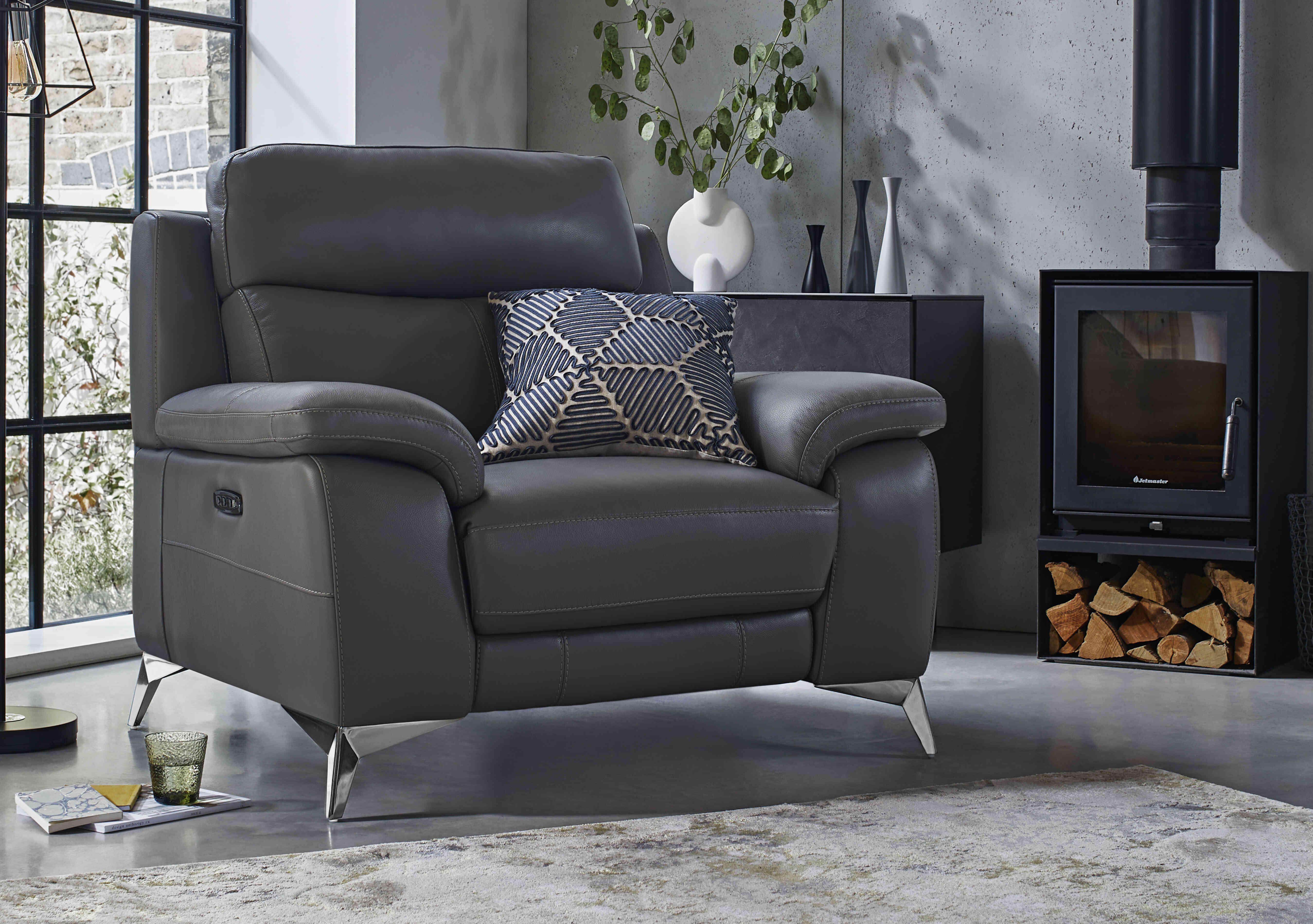 Missouri Leather Recliner Armchair with Power Headrest in  on Furniture Village